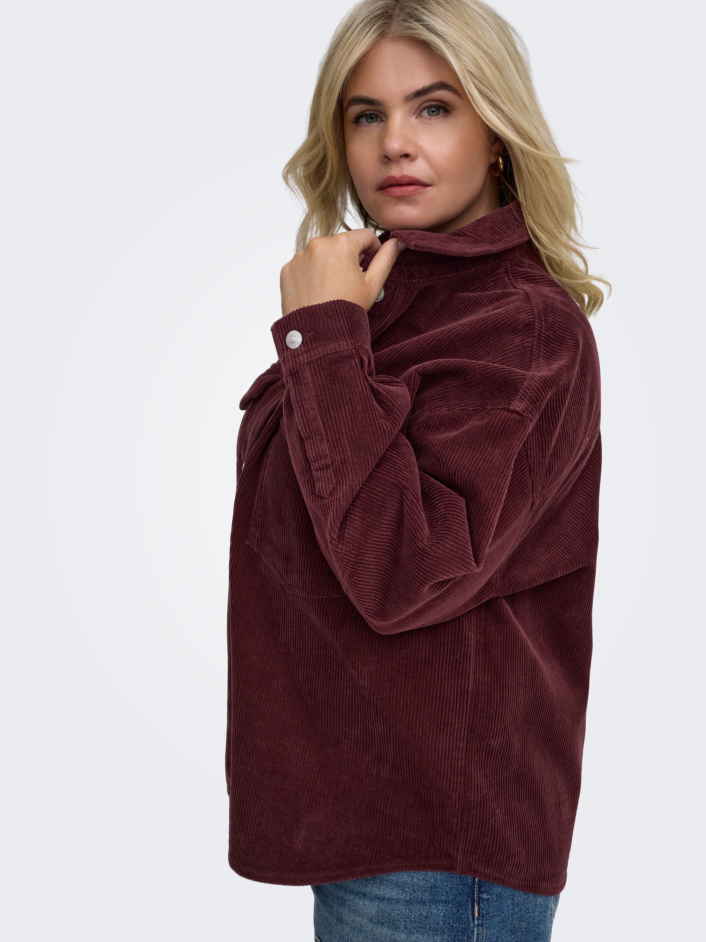 ONLY CARMAKOMA Langarmbluse »CARTIGGY L/S CORD SHACKET PNT NOOS« Baumwolle, Cord