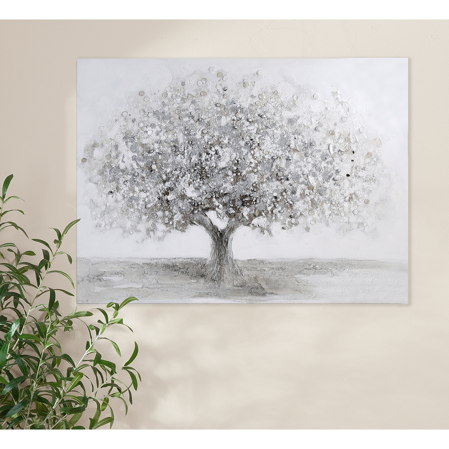 GILDE Leinwandbild »Bild rechteckig Big Tree grau; silberfarben H. 90 cm«, günstig online kaufen