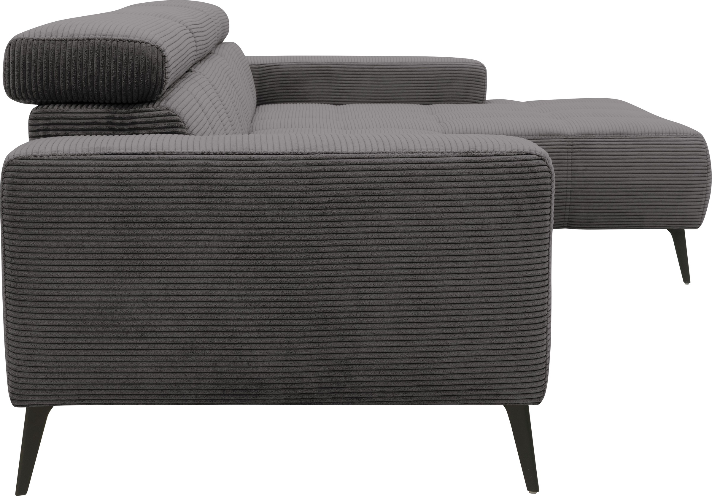 DOMO collection Ecksofa »Trento L-Form, mit Kufenfuß oder Einzelfuß«, wahlweise mit Kopfteilverstellung, Recamiere links/rechts bestellbar