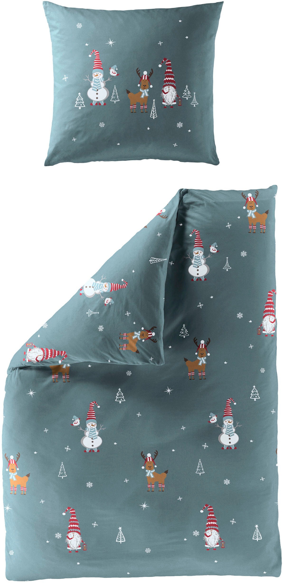 BIERBAUM Bettwäsche »3607«, Biber, 100 % Baumwolle, pflegeleicht, kuschelig warm, Wintermotiv