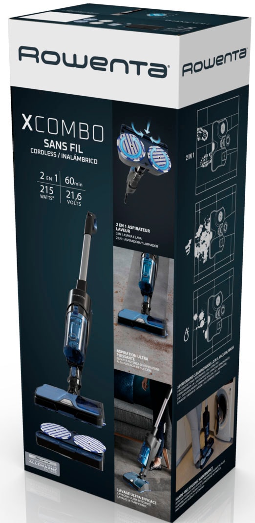 Rowenta Nass-Trocken-Akkusauger »X-Combo, 2-in-1 Staubsaugen und rotierendes Wischen gleichzeitig«, hohe Saugkraft, drei Reinigungsmodi, starker 21,6 V Akku, GZ3038