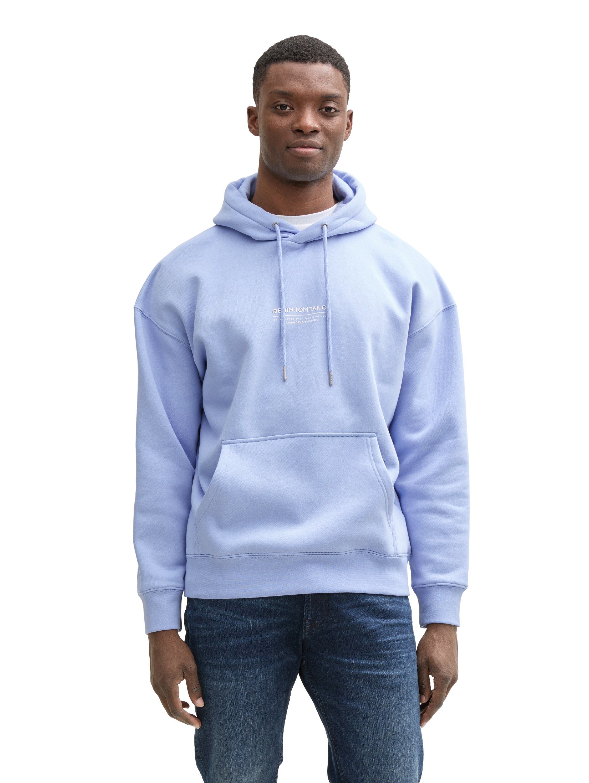 TOM TAILOR DENIM Hoodie mit Logo Print brunnera blue S S Sweatshirt von TOM TAILOR DENIM