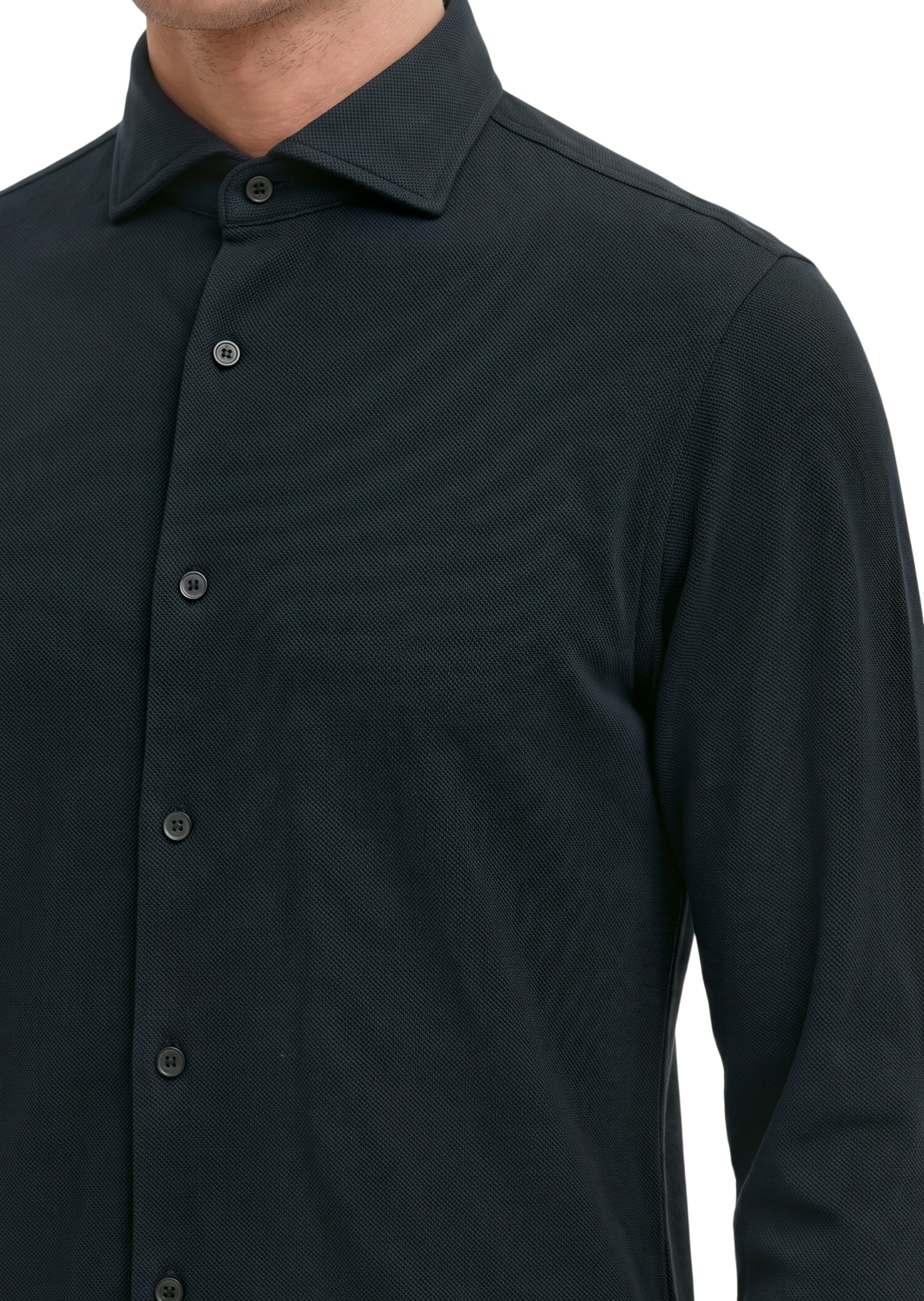Marc O'Polo Langarmhemd Shaped Fit, mit feiner Piqué-Struktur