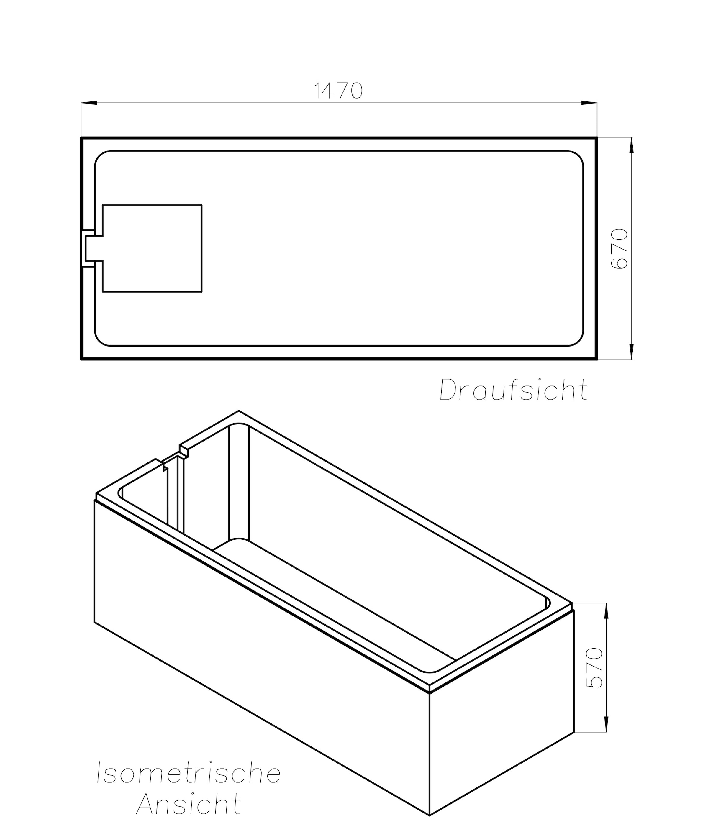 OTTOFOND Badewanne »Set Körpferformbadewanne«, (3 tlg.), 1500/700 mm, Körperformbadewanne
