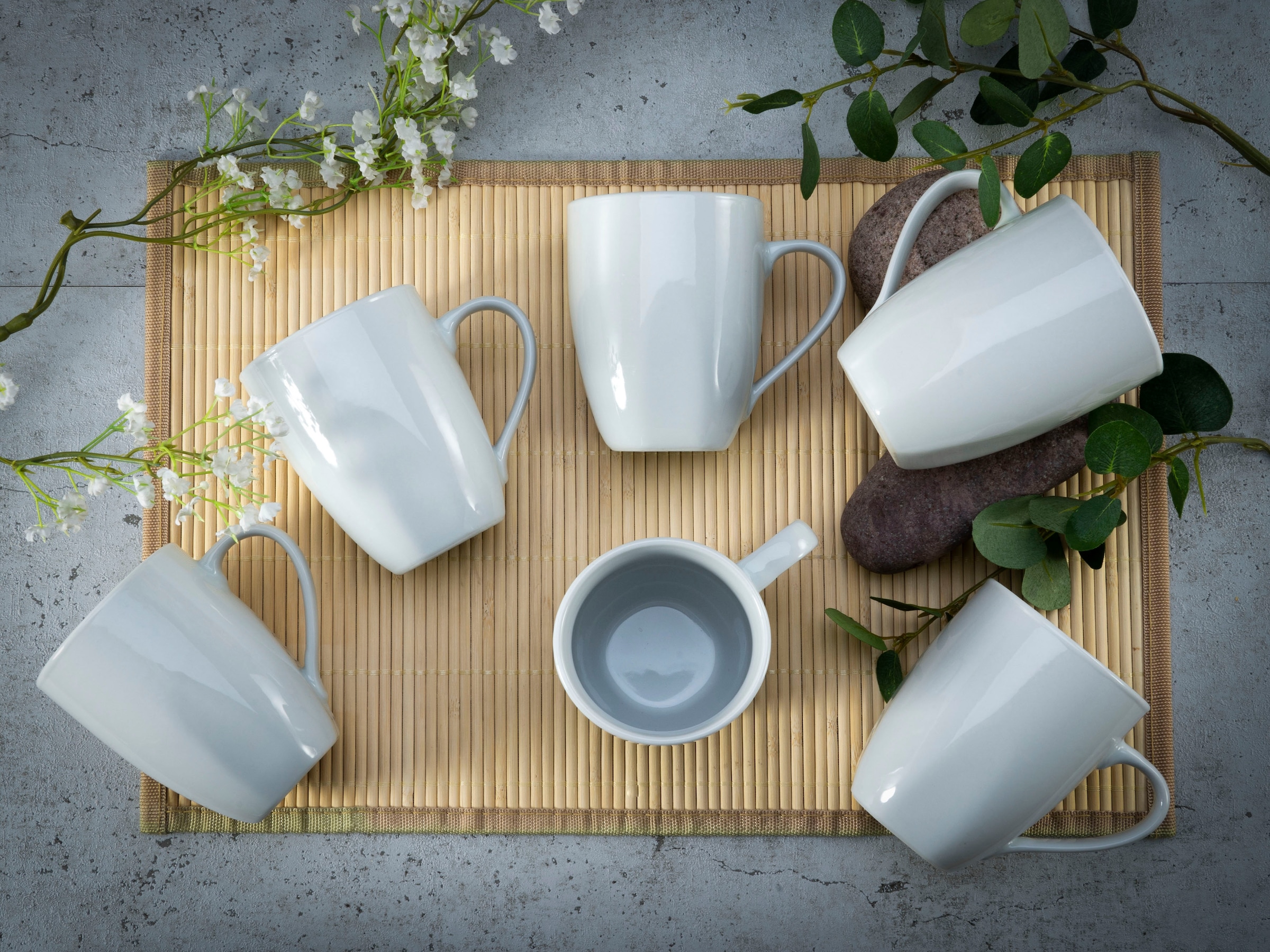 CreaTable Becher »Square Weiss«, (Set, 6 tlg.), (Kaffee-/Teebecher), 300 ml, 6-teilig