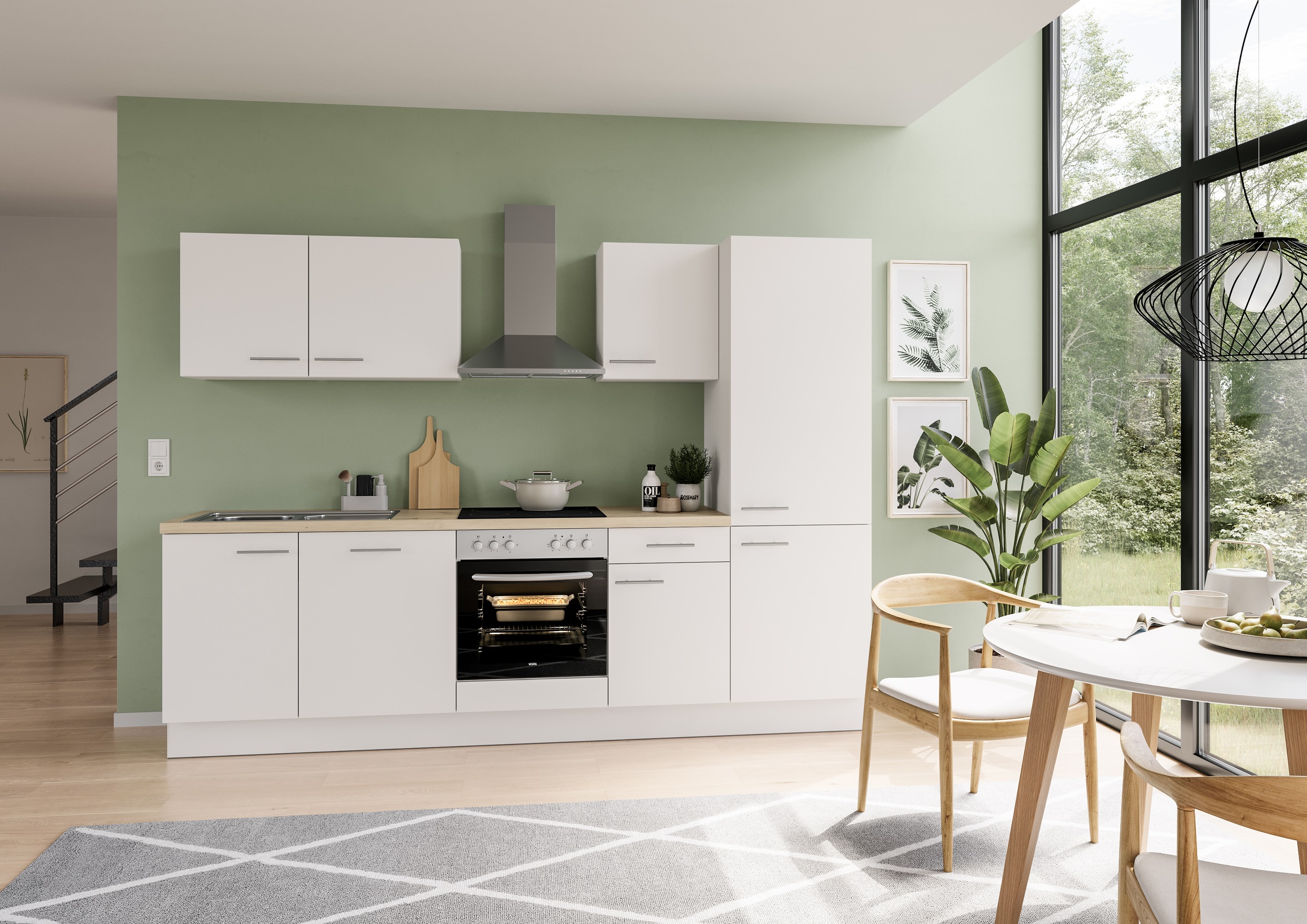 IMPULS KÜCHEN Küchenzeile »"Tirana", Ausrichtung wählbar, Schubkästen mit Soft-Close«, vormontiert, wahlweise mit E-Geräten, mit Vollauszug, Breite 280 cm