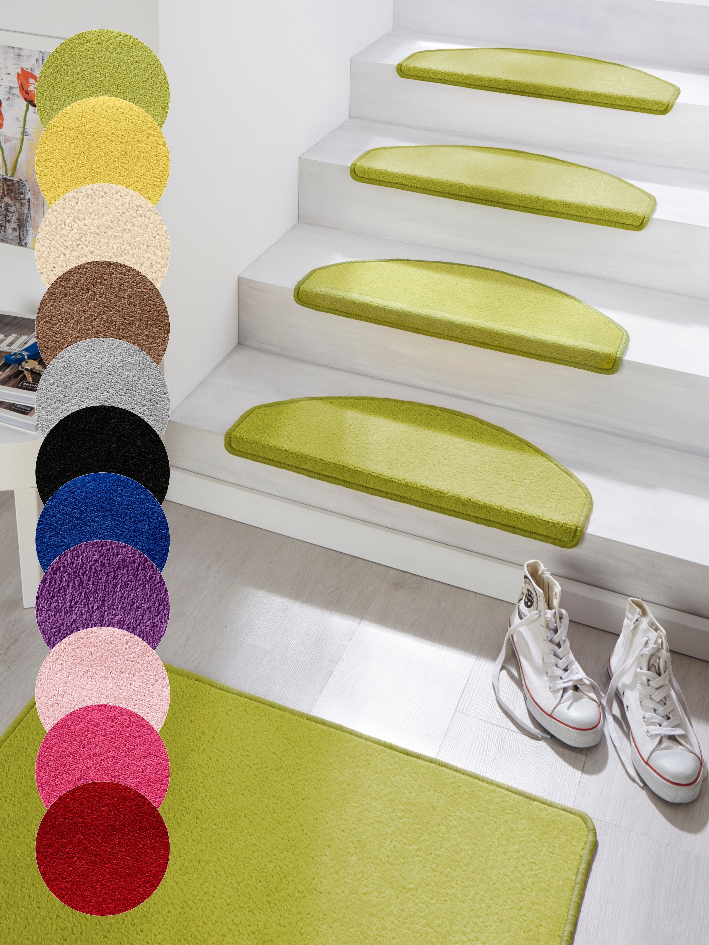 HANSE Home Stufenmatte »Fancy«, halbrund, 7 mm Höhe, 15 Stück, Treppenmatte günstig online kaufen