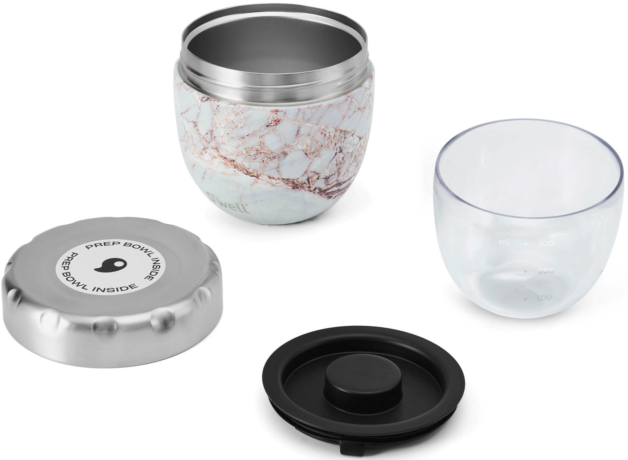 S'well Thermobehälter »Calacatta  S'well Eats 2-in-1 Essensschale« 1 Stk. tlg. VAKUUM-ISOLIERTE KONSTRUKTION, 363 ml