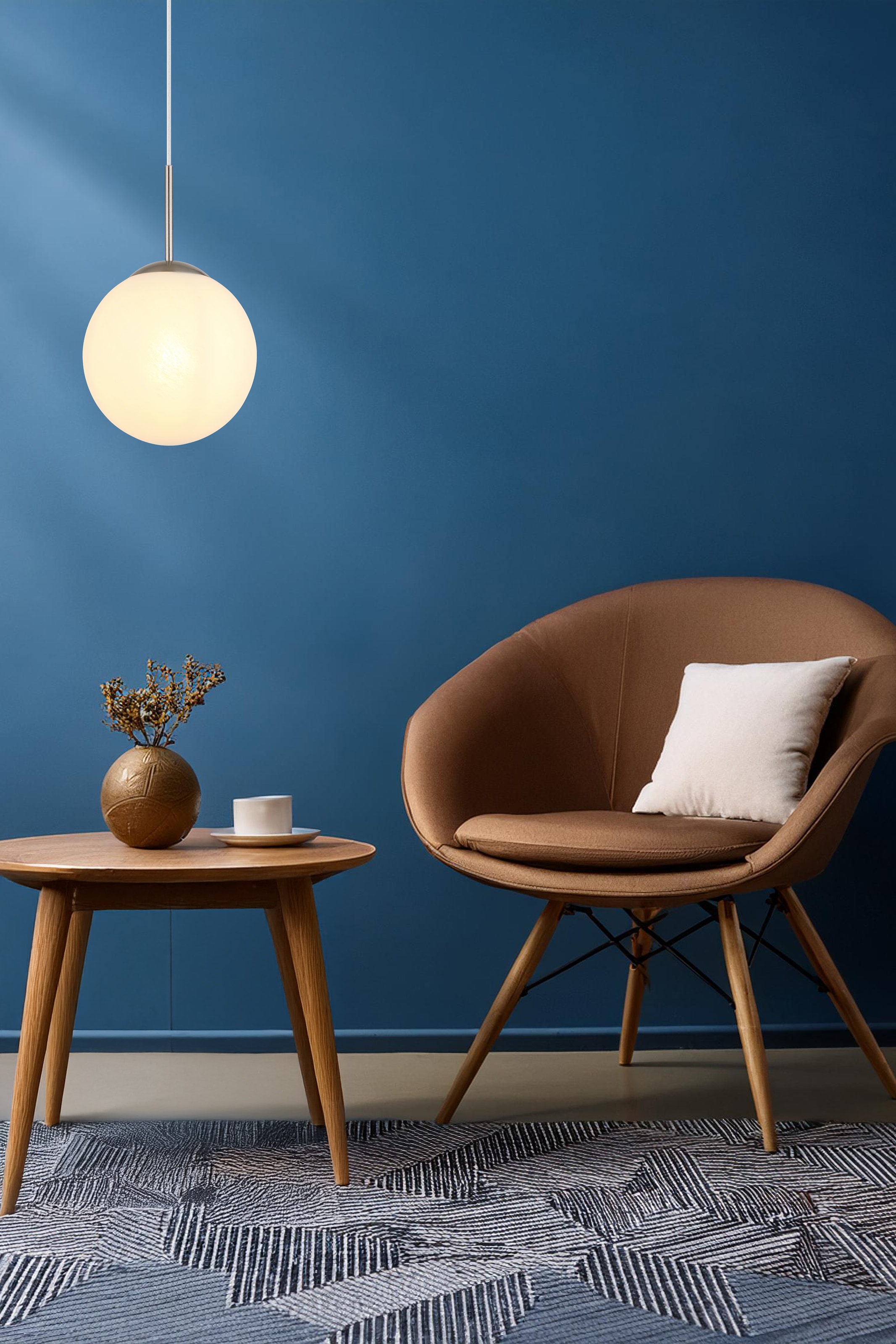 NOWA Pendelleuchte »KOP«, 1 flammig, Leuchtmittel E27 | ohne Leuchtmittel, Hängeleuchte, Hängelampe, Glaskugel opal, alabaster Optik