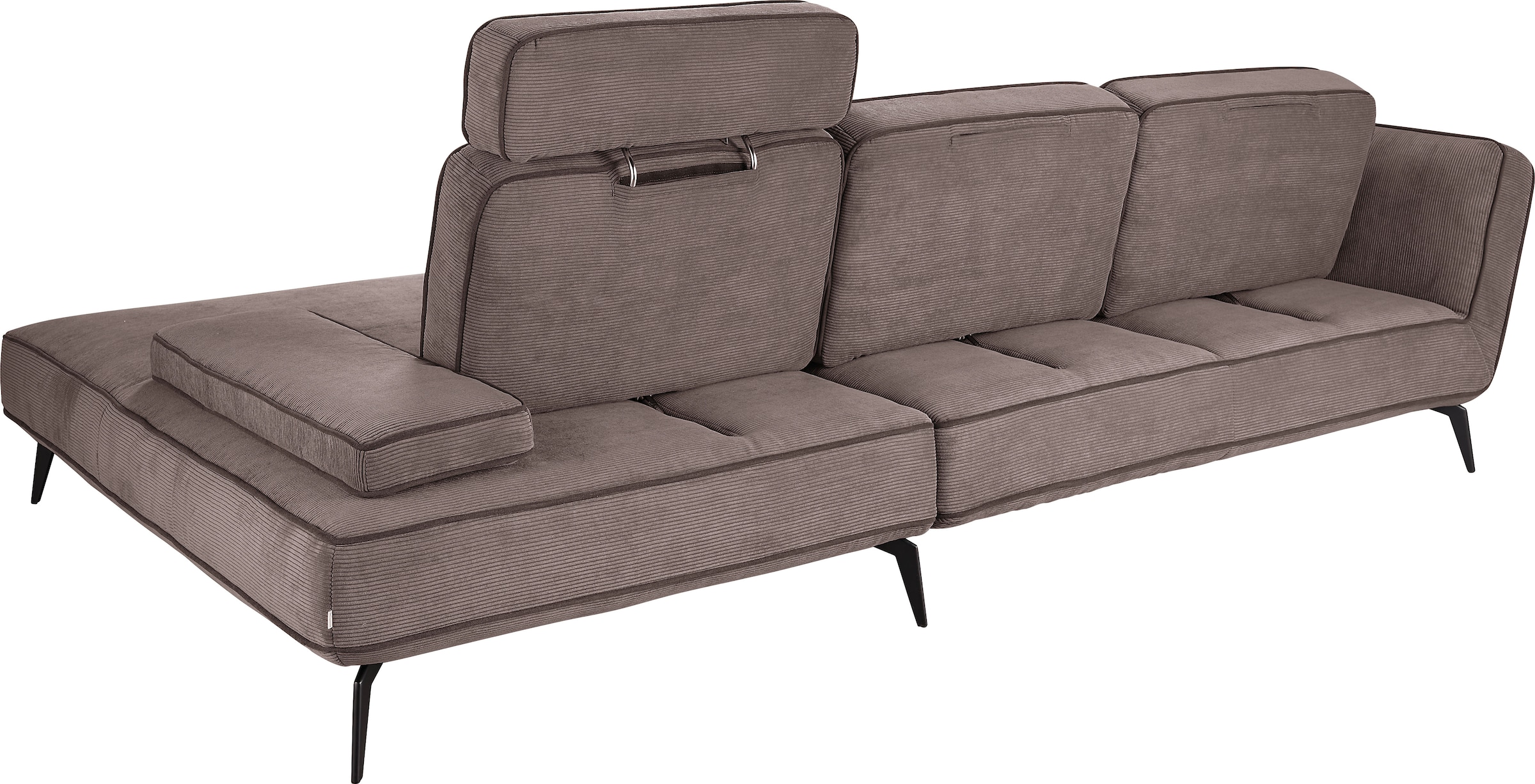 set one by Musterring Ecksofa »SO 4500, Füße schwarz matt, inkl Schwenkrückenfunktion, Cord, L-Form« wahlweise mit Kopfstütze/Armteilverstellung/Rückenneigung