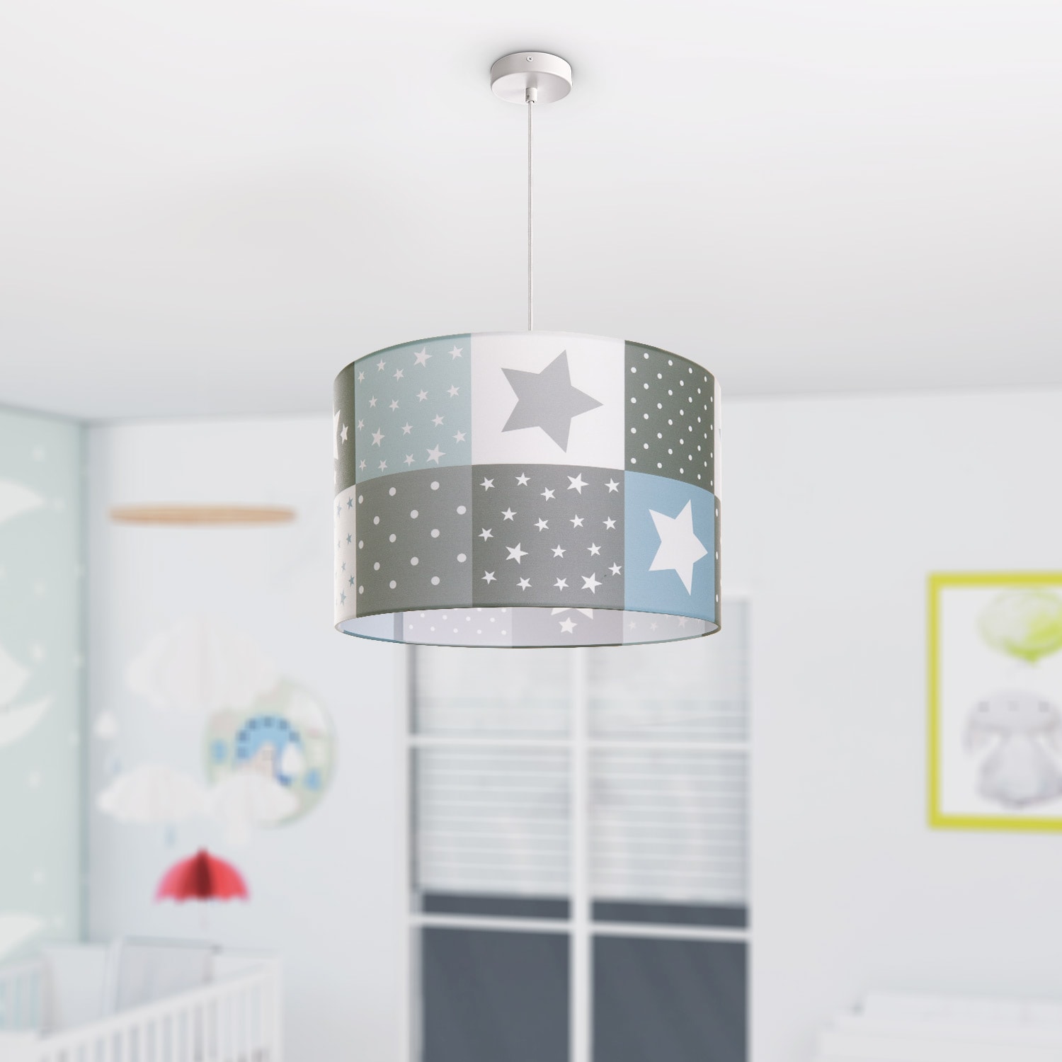 Paco Home Pendelleuchte »Cosmo 345«, 1 flammig, Leuchtmittel E27 | ohne Leuchtmittel, Kinderlampe Deckenlampe LED Kinderzimmer Lampe Sternen Motiv E27
