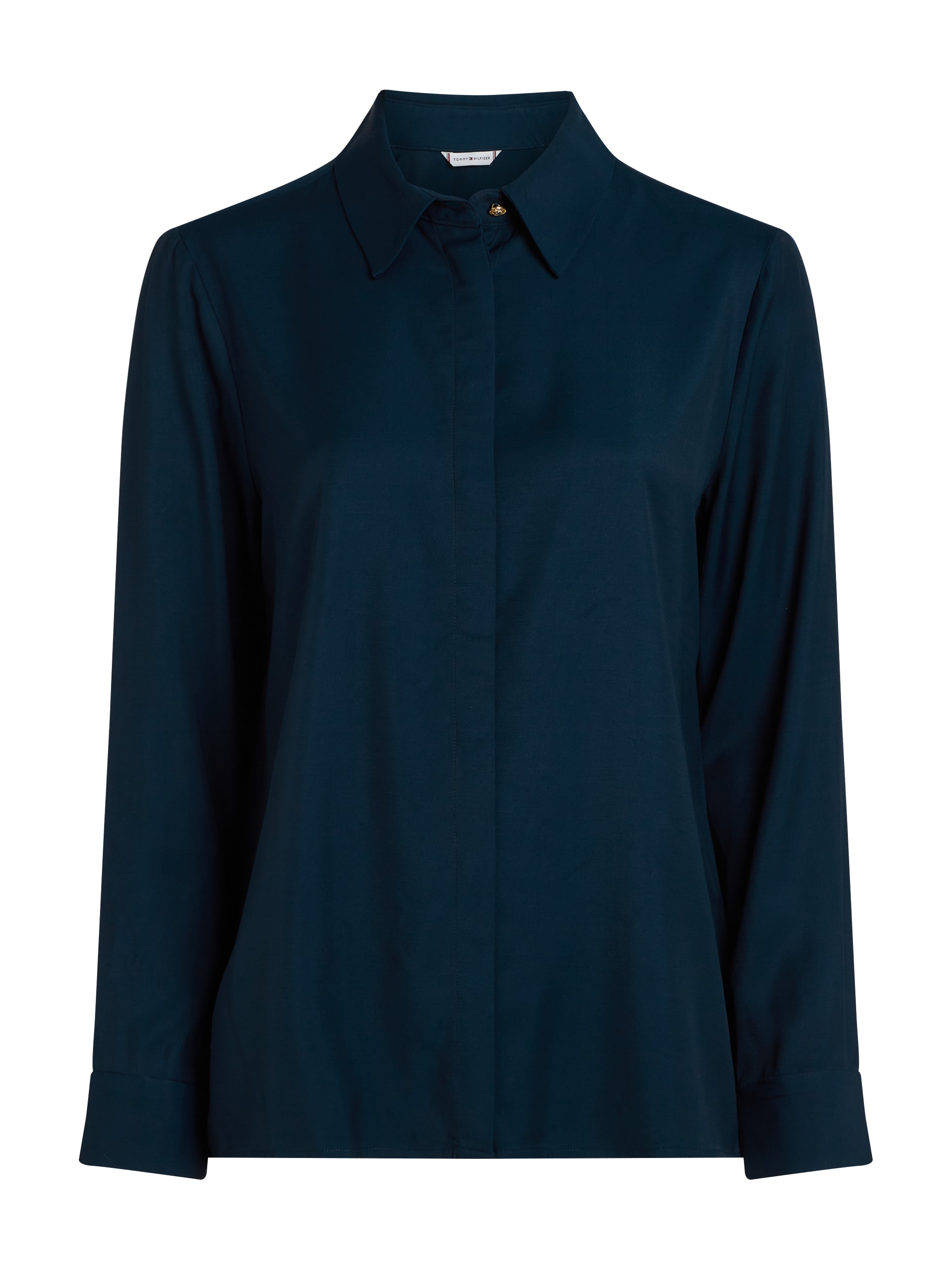 Tommy Hilfiger Hemdbluse »SOFT VISCOSE REGULAR LS SHIRT«, in Unifarbe, mit Metalllabel