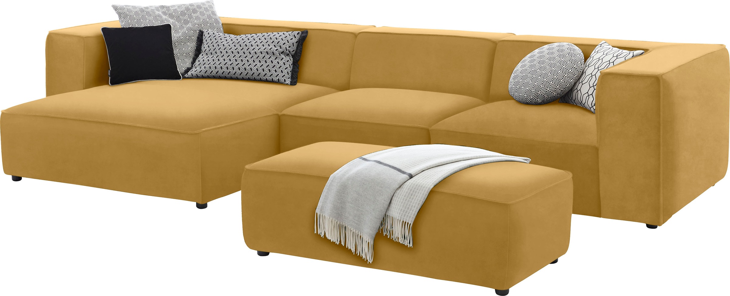 W.SCHILLIG Ecksofa »around-the-block«, mit eleganter Biese, mit Federkern, Breite 341 cm