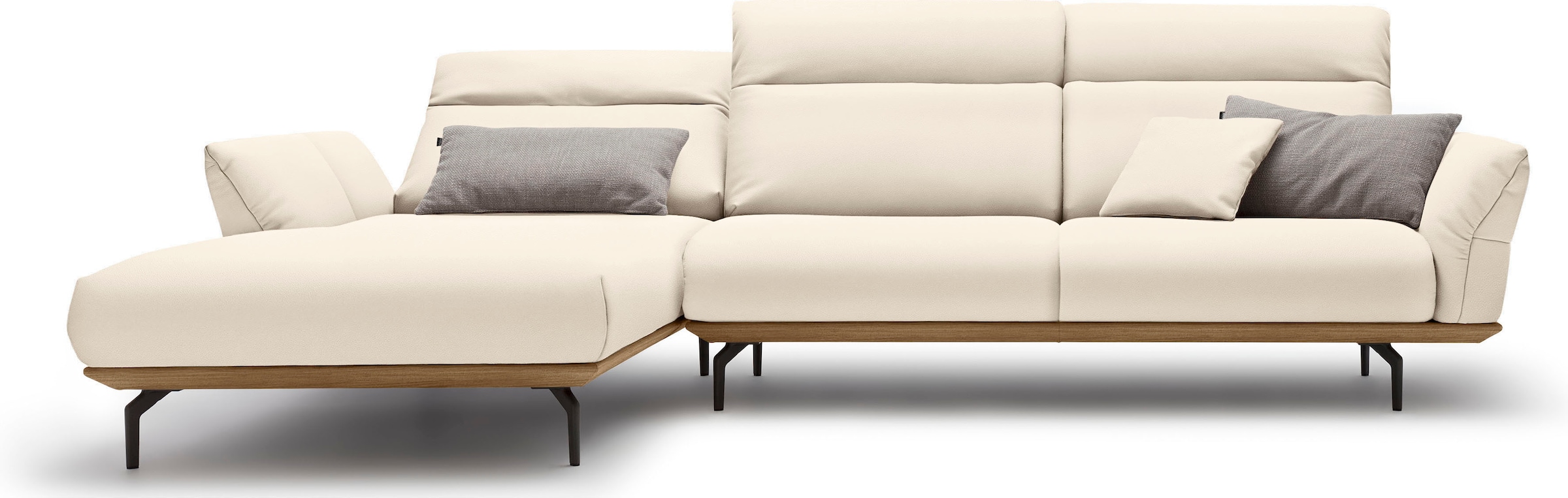 Creation BY ROLF BENZ Ecksofa »CR.460«, Sockel in Nussbaum, Winkelfüße in Umbragrau, Breite 318 cm