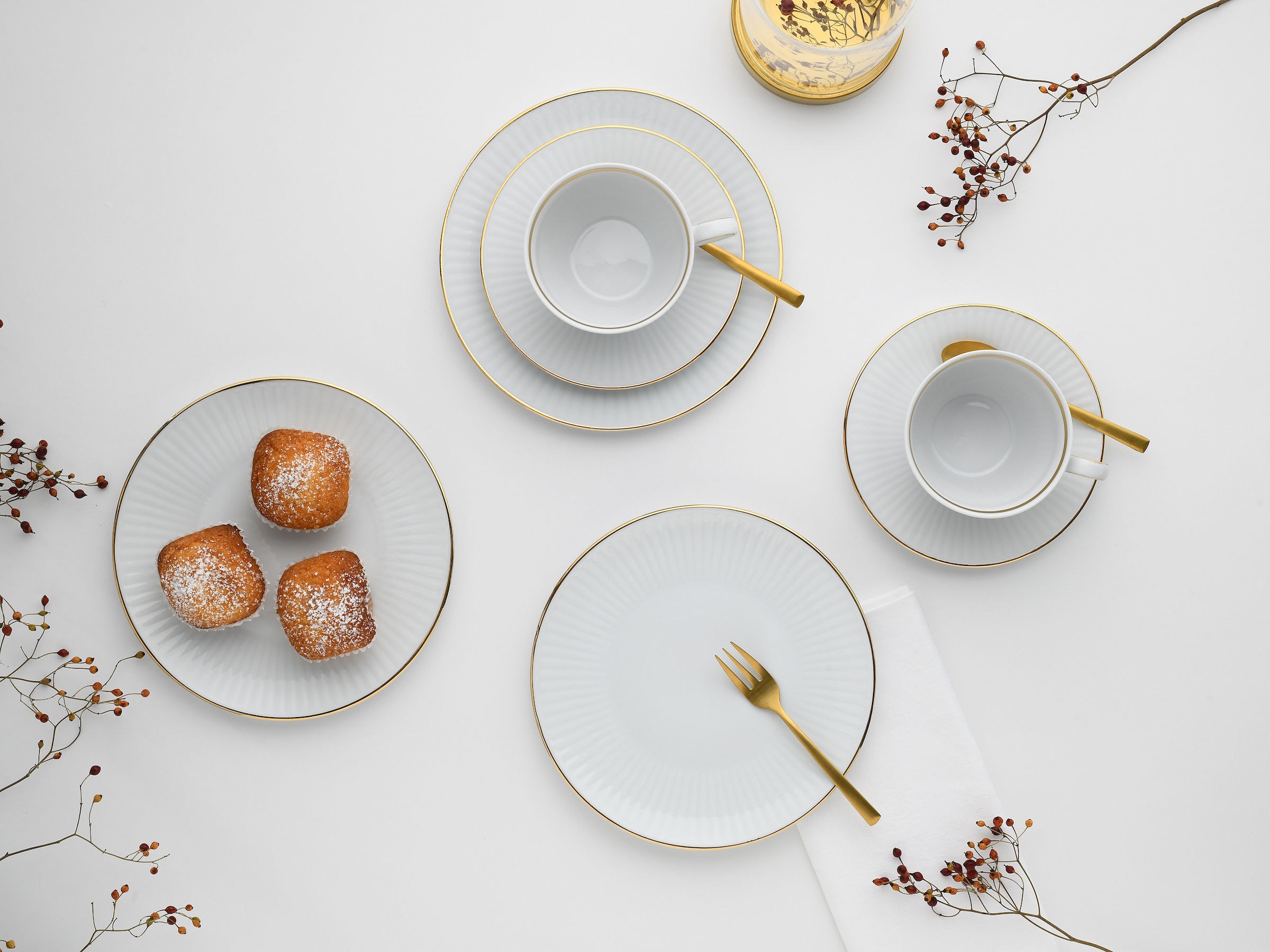 CreaTable Kombiservice »Valencia Gold, Kombi-Service 30-tlg«, (Set, 30 tlg.), Elegant, Goldrand