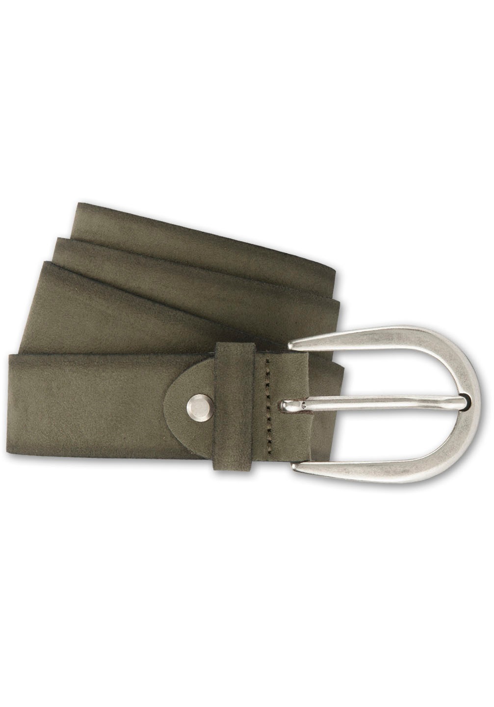BERND GÖTZ Ledergürtel mit mattsilberfarbener Dornschließe olivgrün