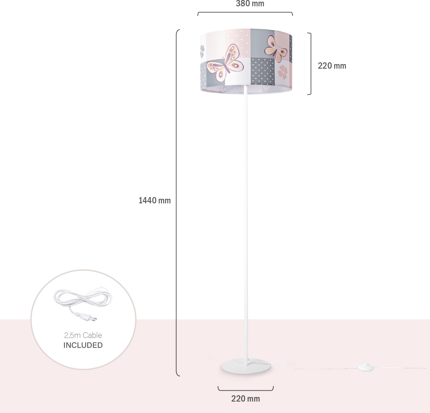 Paco Home Stehlampe »Cosmo 220«, 1 flammig, Leuchtmittel E27 | ohne Leuchtmittel, Lampe Kinderzimmer Kinderlampe Babyzimmer E27 Schmetterling Blumen