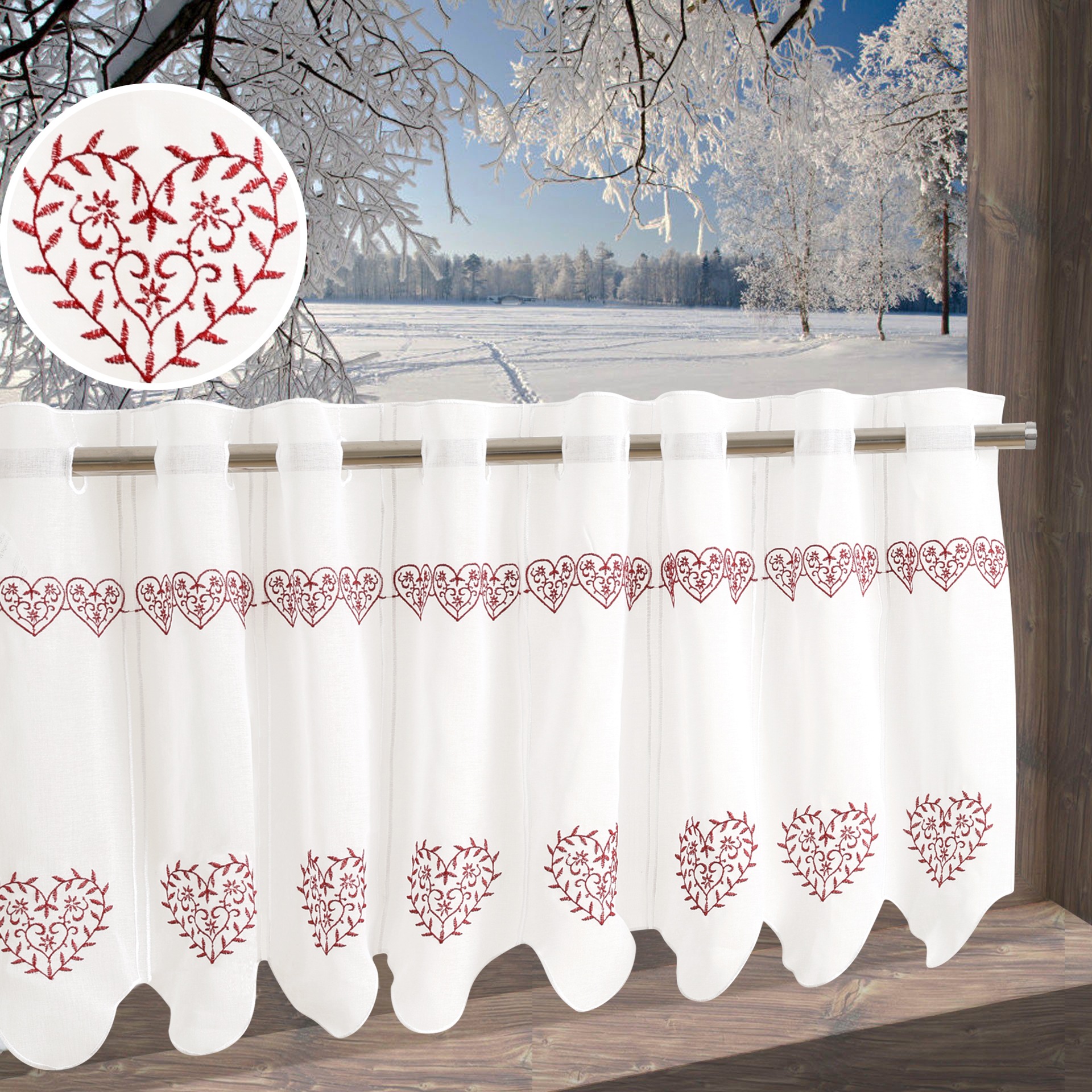 HOME AFFAIRE Scheibengardine »Bilten« Durchzuglöcher 1 Stk. tlg. rot Obermaterial: 100% Polyester 60 cm