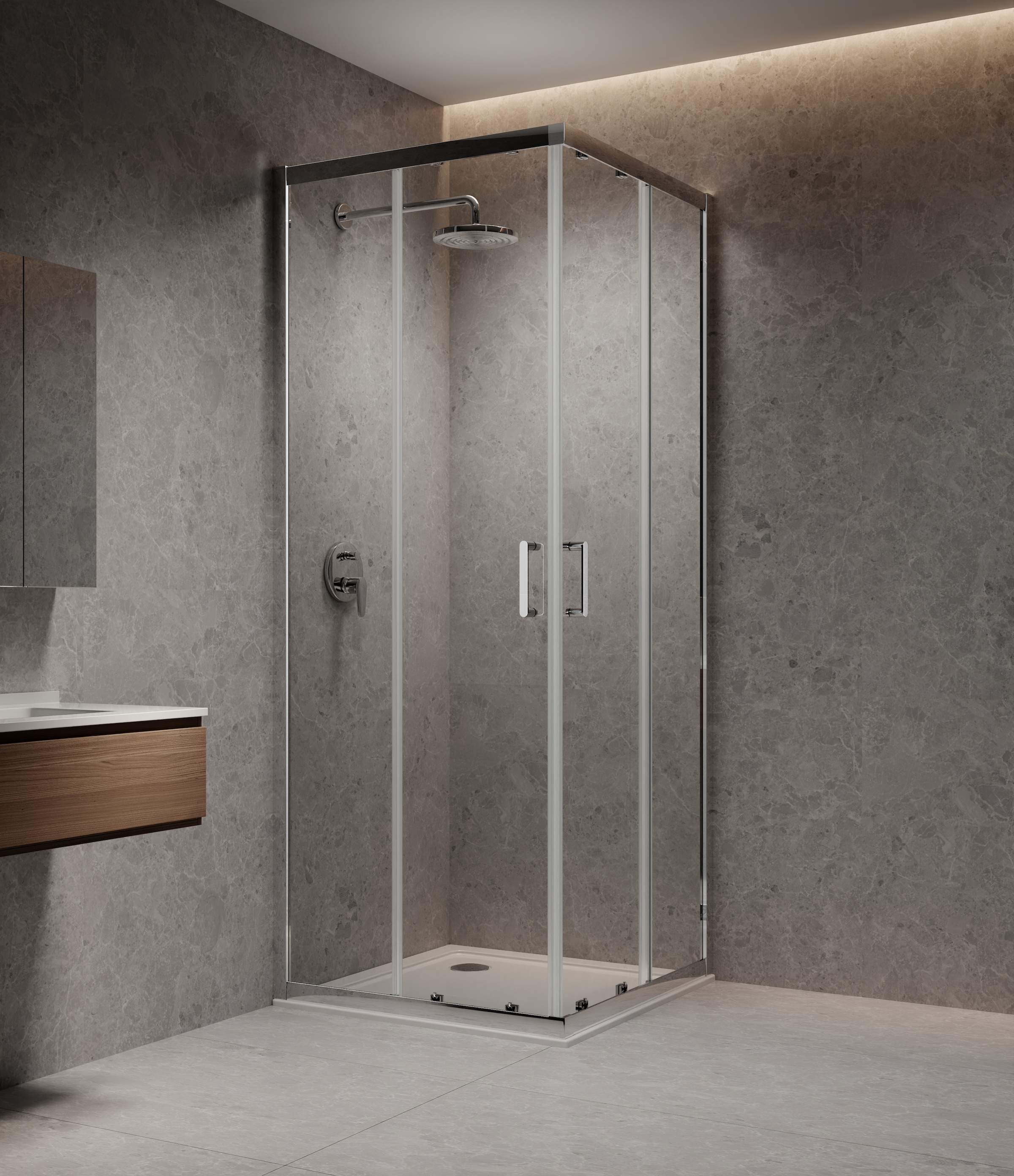 welltime Eckdusche »New Trento« Extrahohe 195cm, 6mm ESG, verbessertes Rollensystem