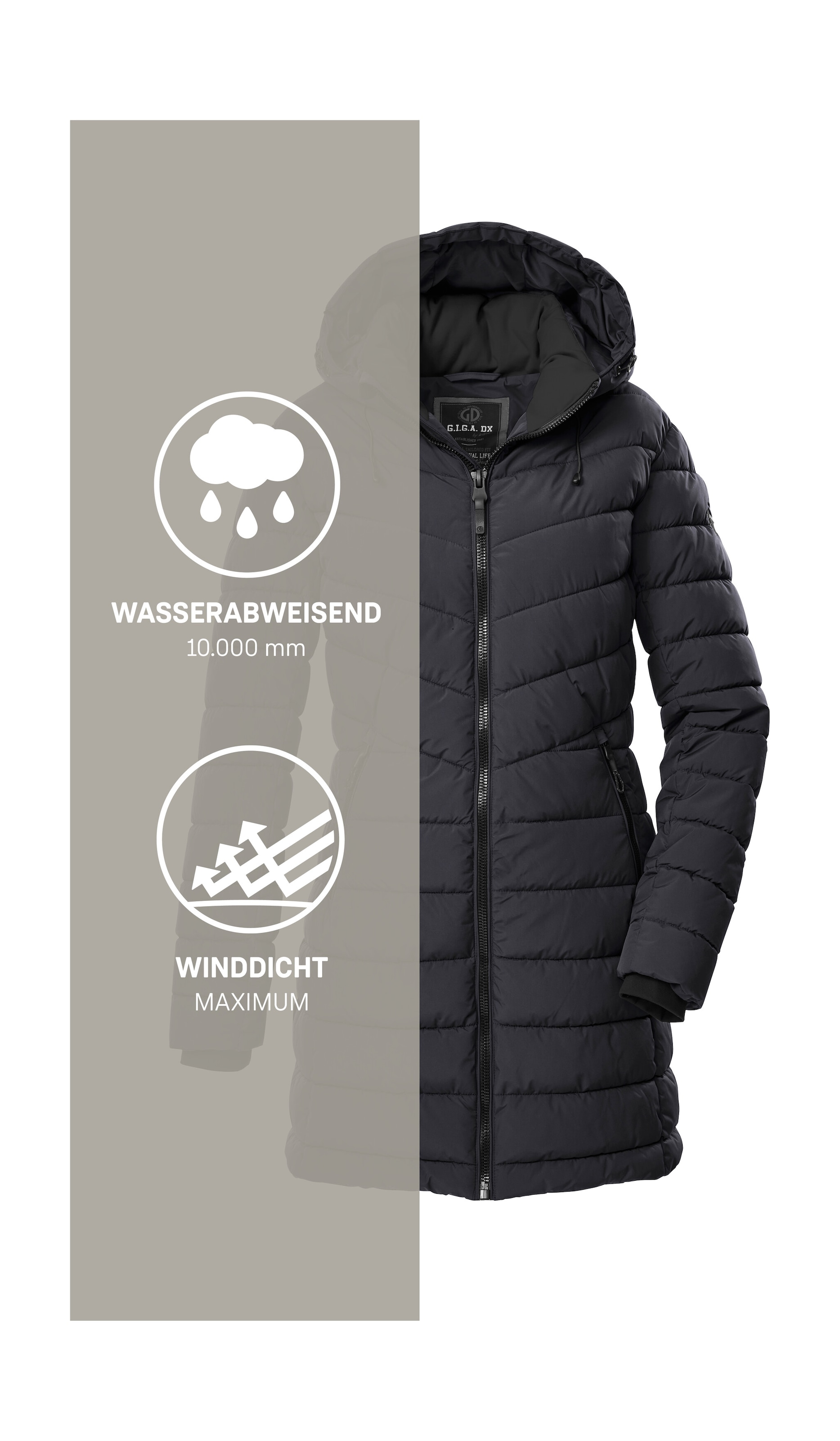 G.I.G.A. DX by killtec Steppmantel »GW 74 WMN QLTD PRK«, Wasserabweisender, winddichter Steppparka mit abnehmbarer Kapuze