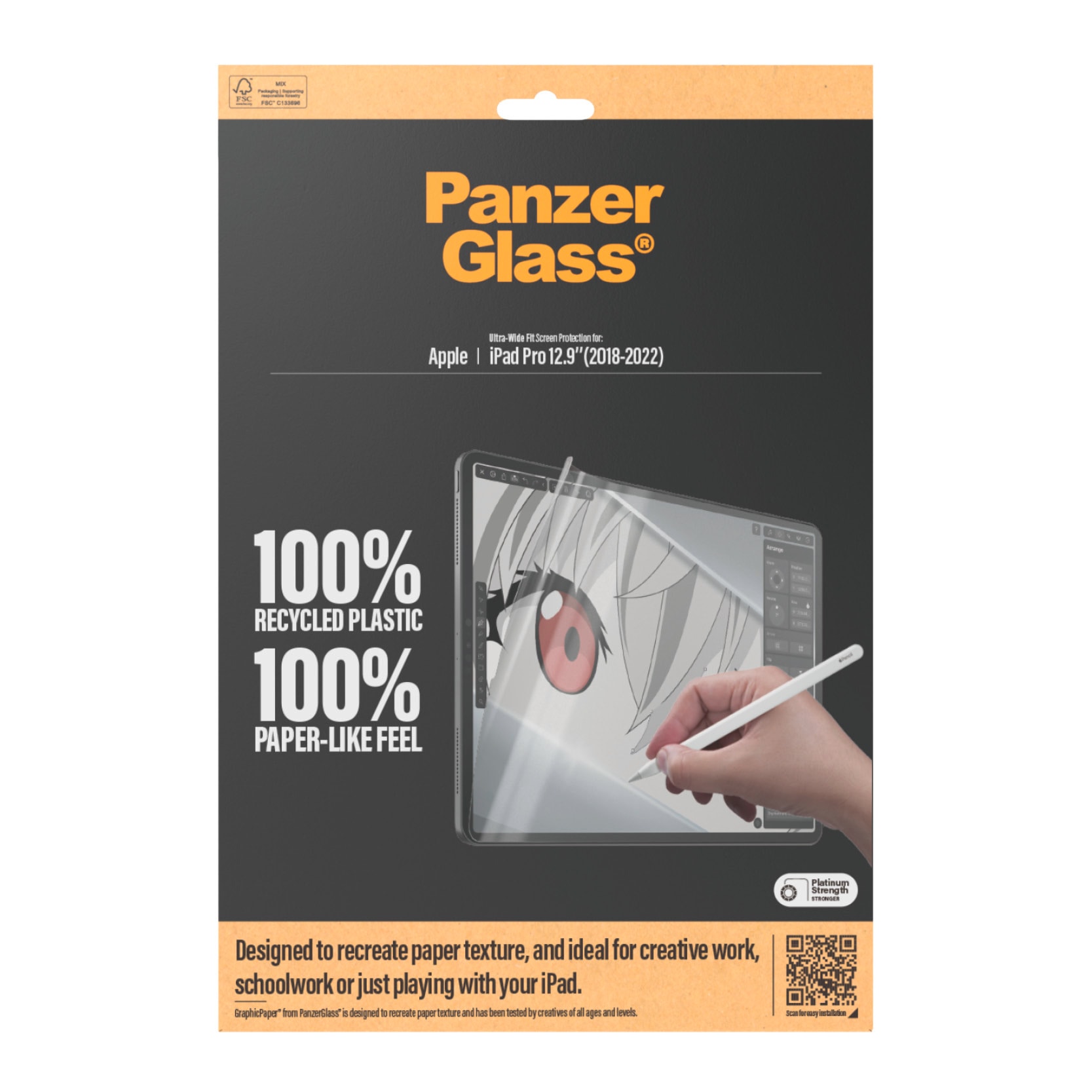 CARE by PanzerGlass Displayschutzfolie »Ultra-Wide Fit Screen Protection«, für Apple iPad Pro 12.9, Graphic Paper, Schutzfolie, Bildschirmschutz, kratz- & stoßfest