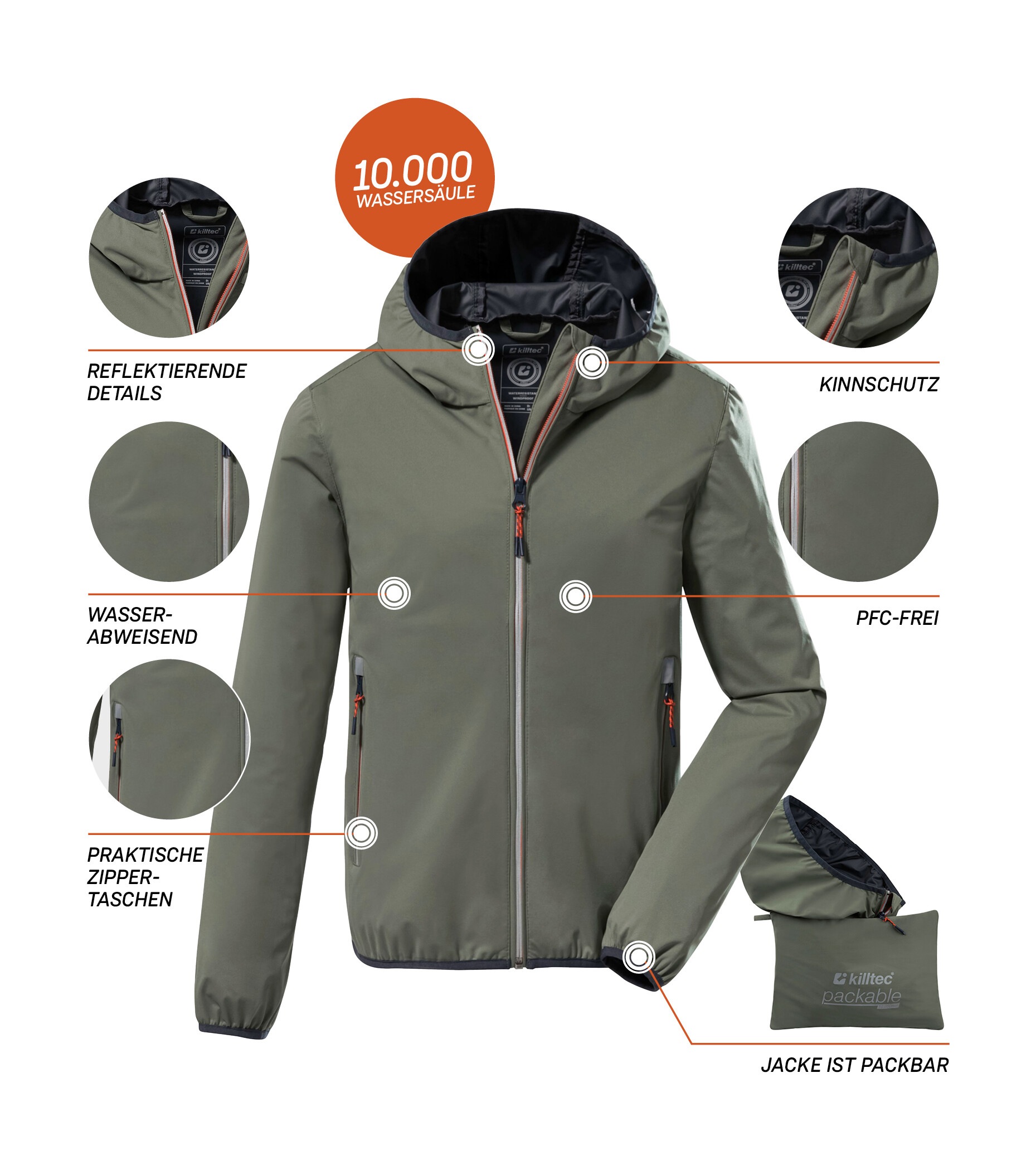 Killtec Funktionsjacke »KOS 167 BYS JCKT«, Ultraleichte, wasserabweisende Kids-Jacke, packbar, reflektierend