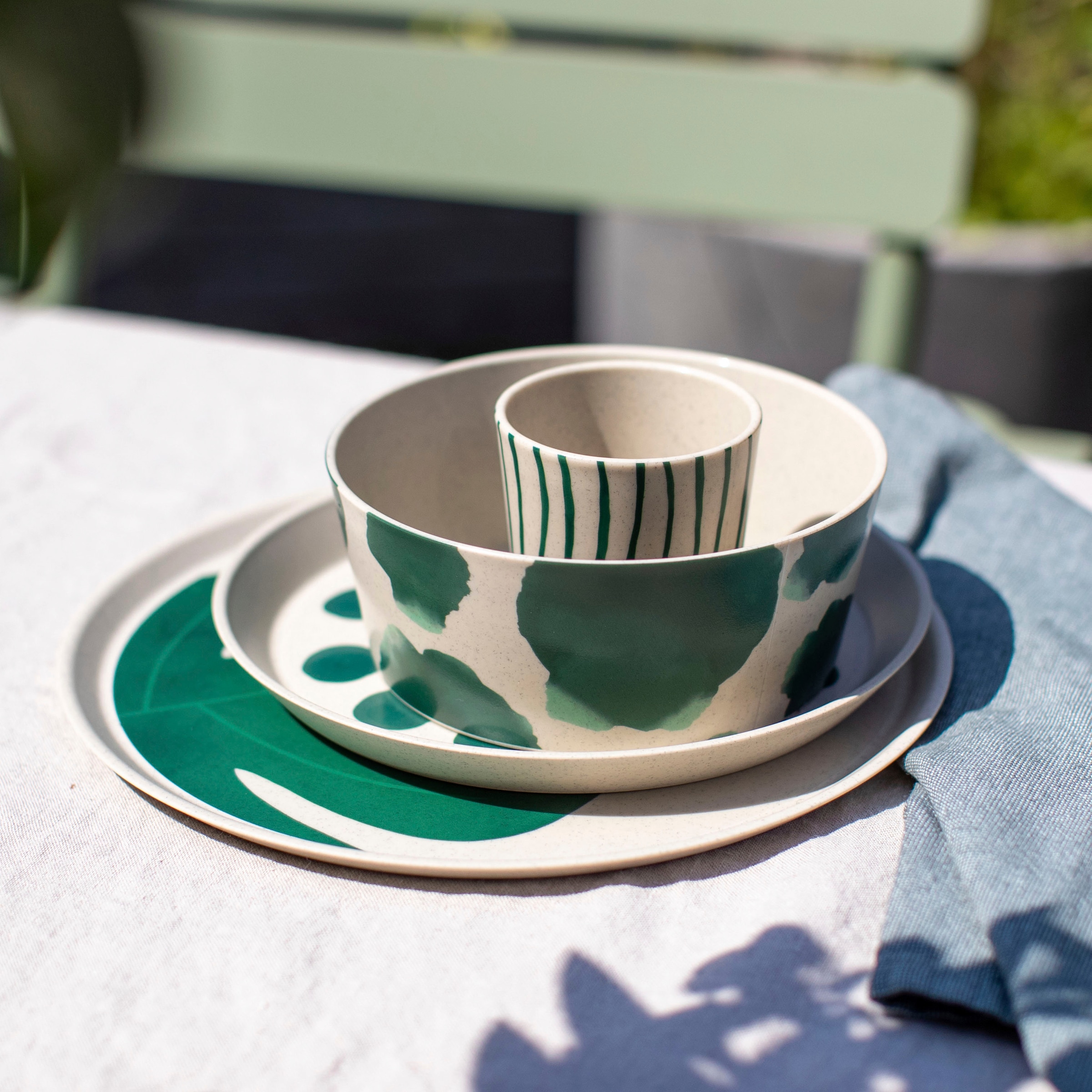 KOZIOL Kombiservice »Geschirr-Set, Service CONNECT SET MONSTERA«, (Set, 16 tlg.), Made in Germany, 16 Teile, für 4 Personen