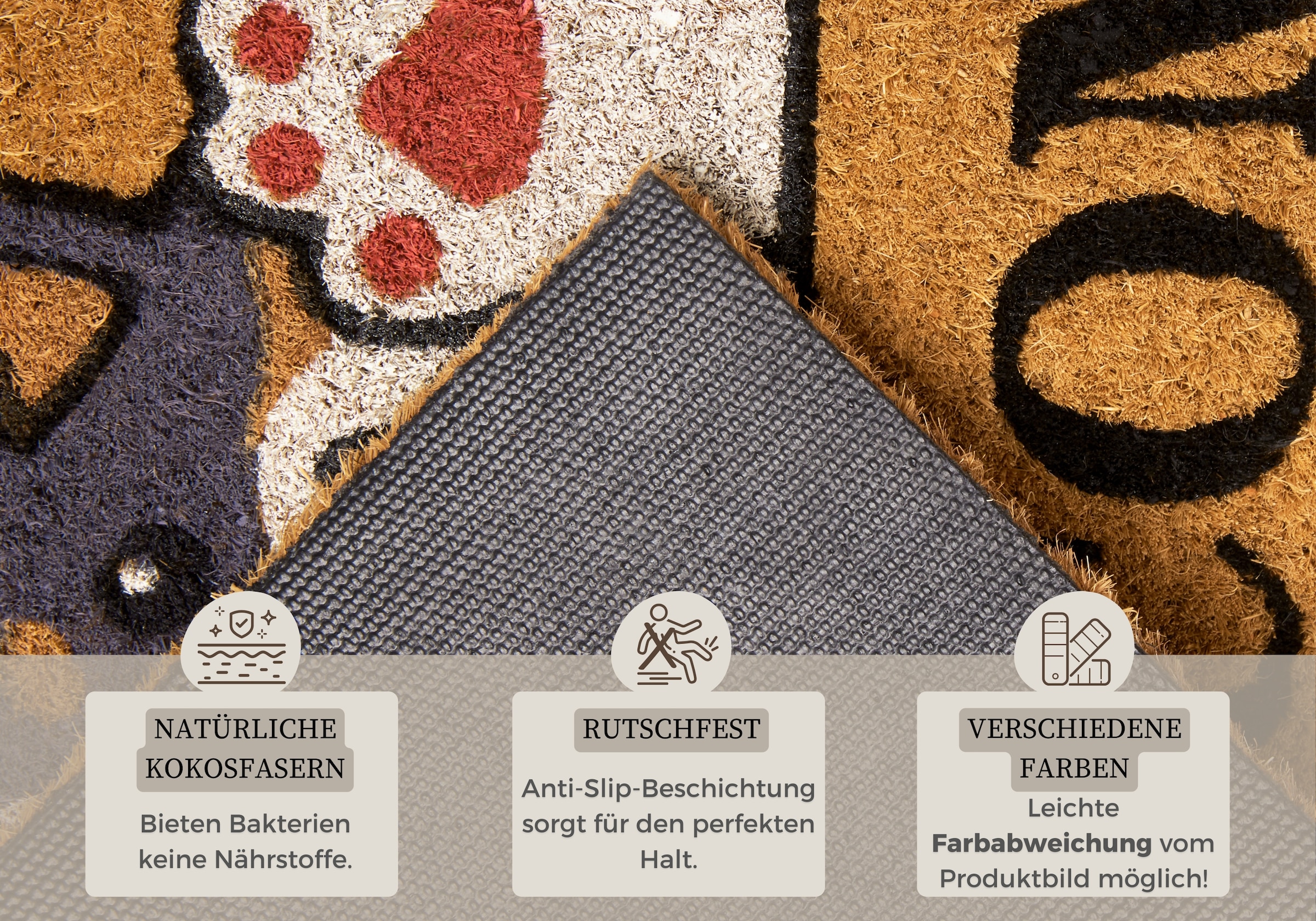 HANSE Home Fußmatte »Welcome & Dog, Türmatte«, rechteckig, 15 mm Höhe, Kokos, Schmutzfangmatte, Outdoor, Rutschfest, Innen, Kokosmatte, Flur