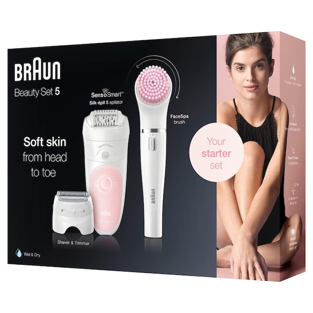 Braun Epilierer »Silk-épil Deluxe Beauty-Set 5-895«, 4 St. Aufsätze,  Kabellose Wet&Dry Haarentfernung 6-in-1 Epilierer für Gesicht & Körper  online bestellen