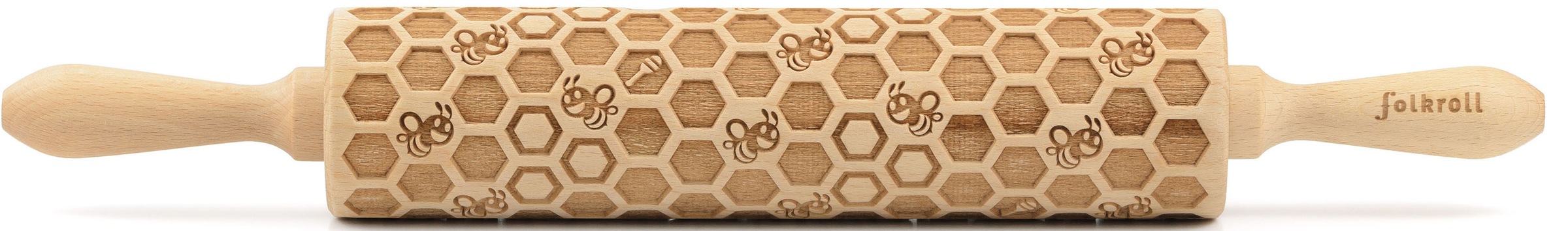 FOLKROLL Teigroller »3D-Motiv-Teigrolle« Bienenwaben braun