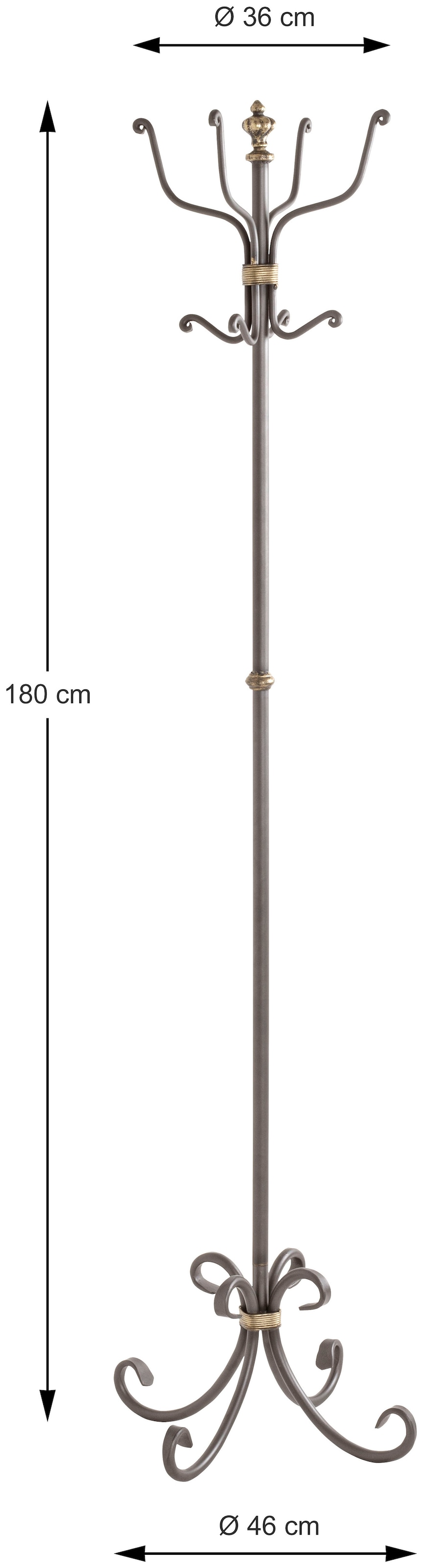 HAKU Garderobenständer »Kleiderständer, Standgarderobe« freiform - aus Metall Anthrazit - Ø/H 46/180 cm
