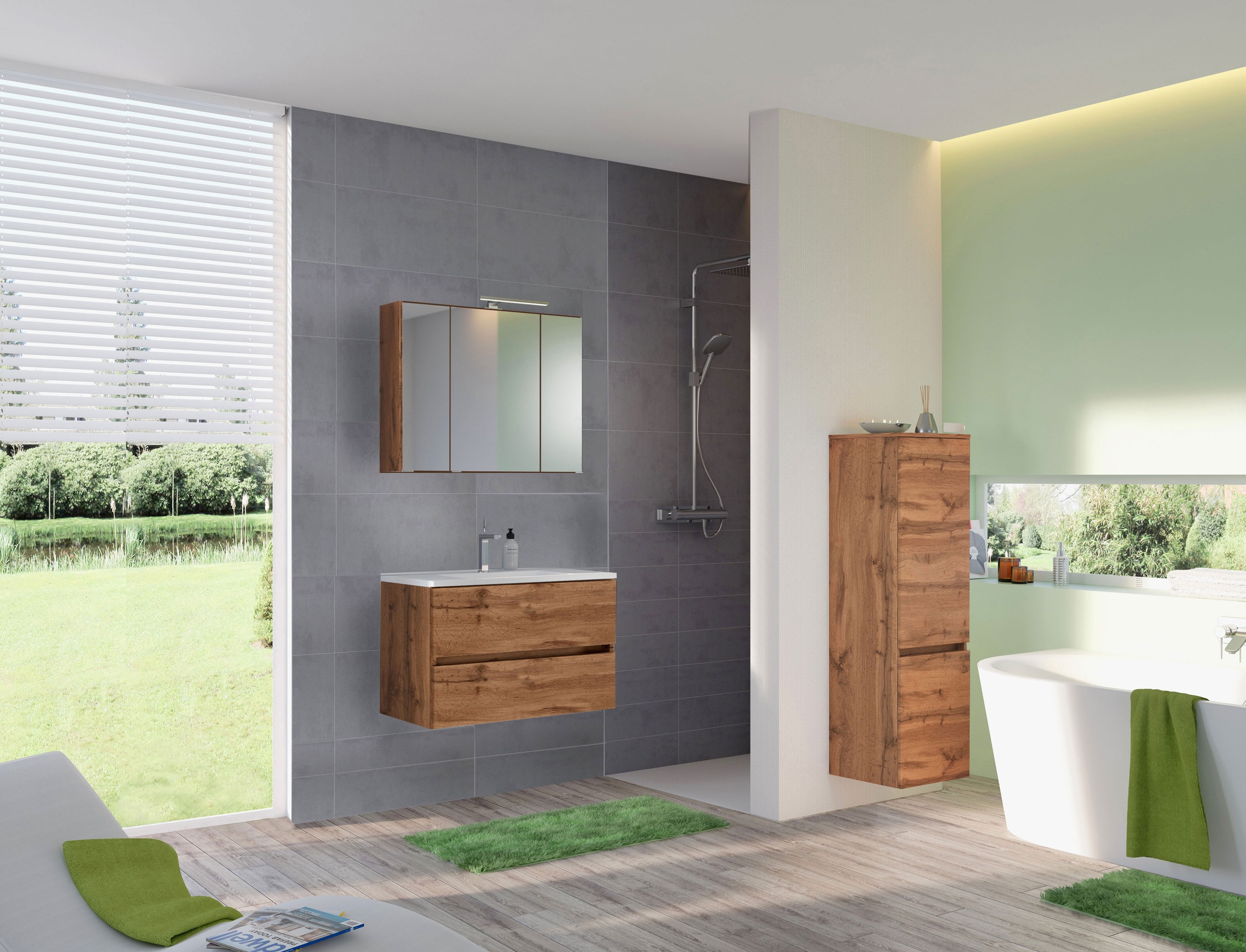 welltime Badmöbel-Set »Welltime Möbel Baabe Waschtisch-Set 3tlg. oder 5tlg. günstig online kaufen