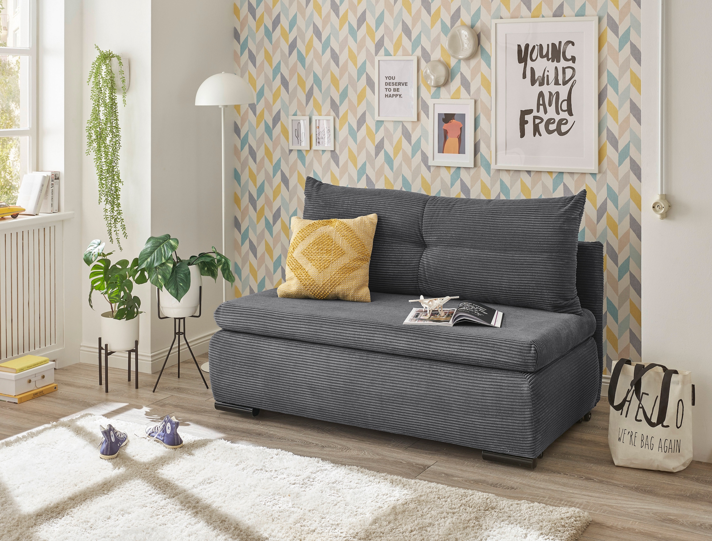 ED EXCITING DESIGN Schlafsofa "Charlie", frei im Raum stellbar, mit Bettkas günstig online kaufen