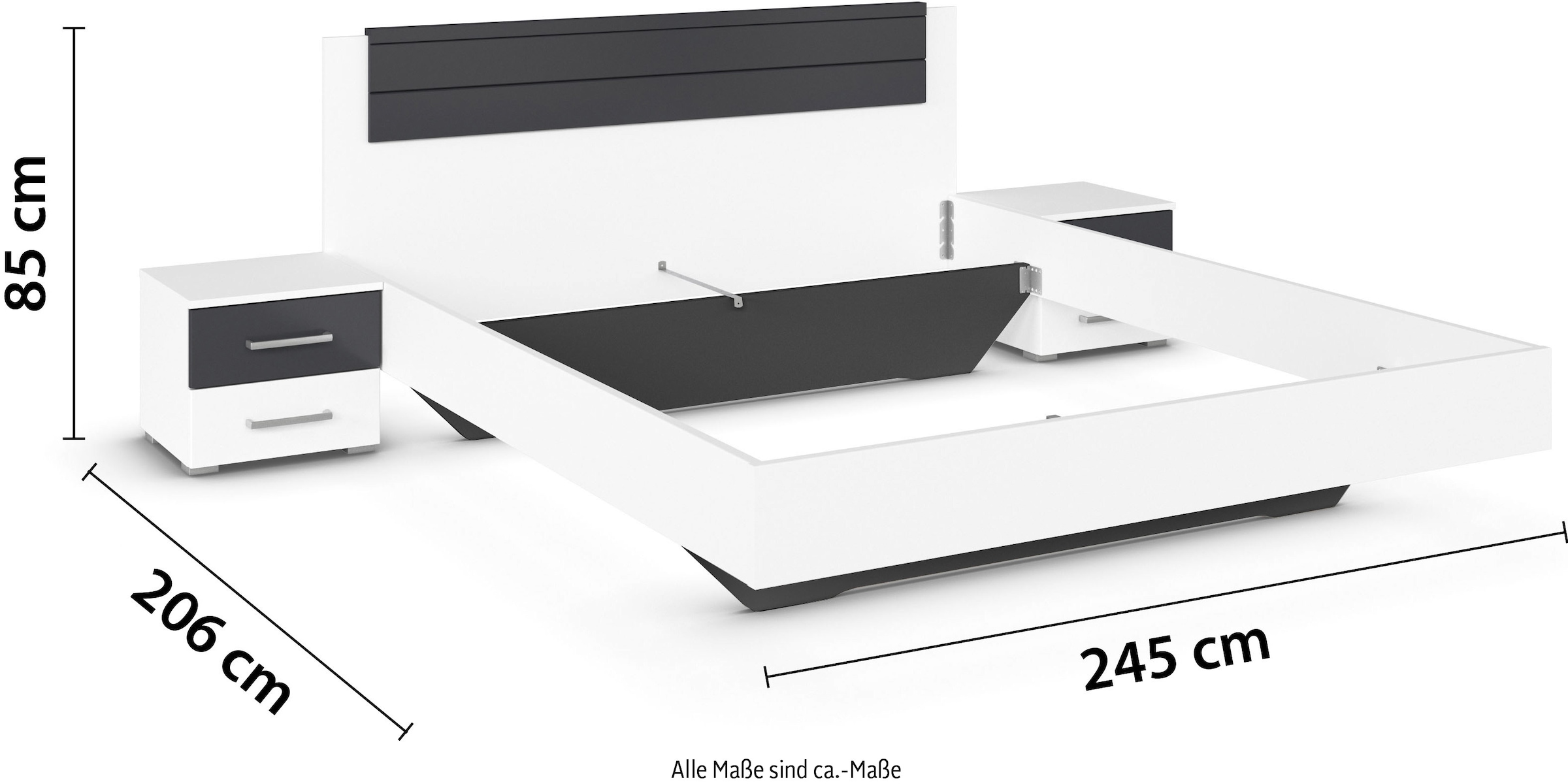 rauch Schlafzimmer-Set »Komplettschlafzimmer Schlafzimmer BARCELONA mit Schrank Breite 226 cm,«, (Set, 4 tlg.), Bett 160 oder 180 cm und 2 Nachttischen MADE IN GERMANY