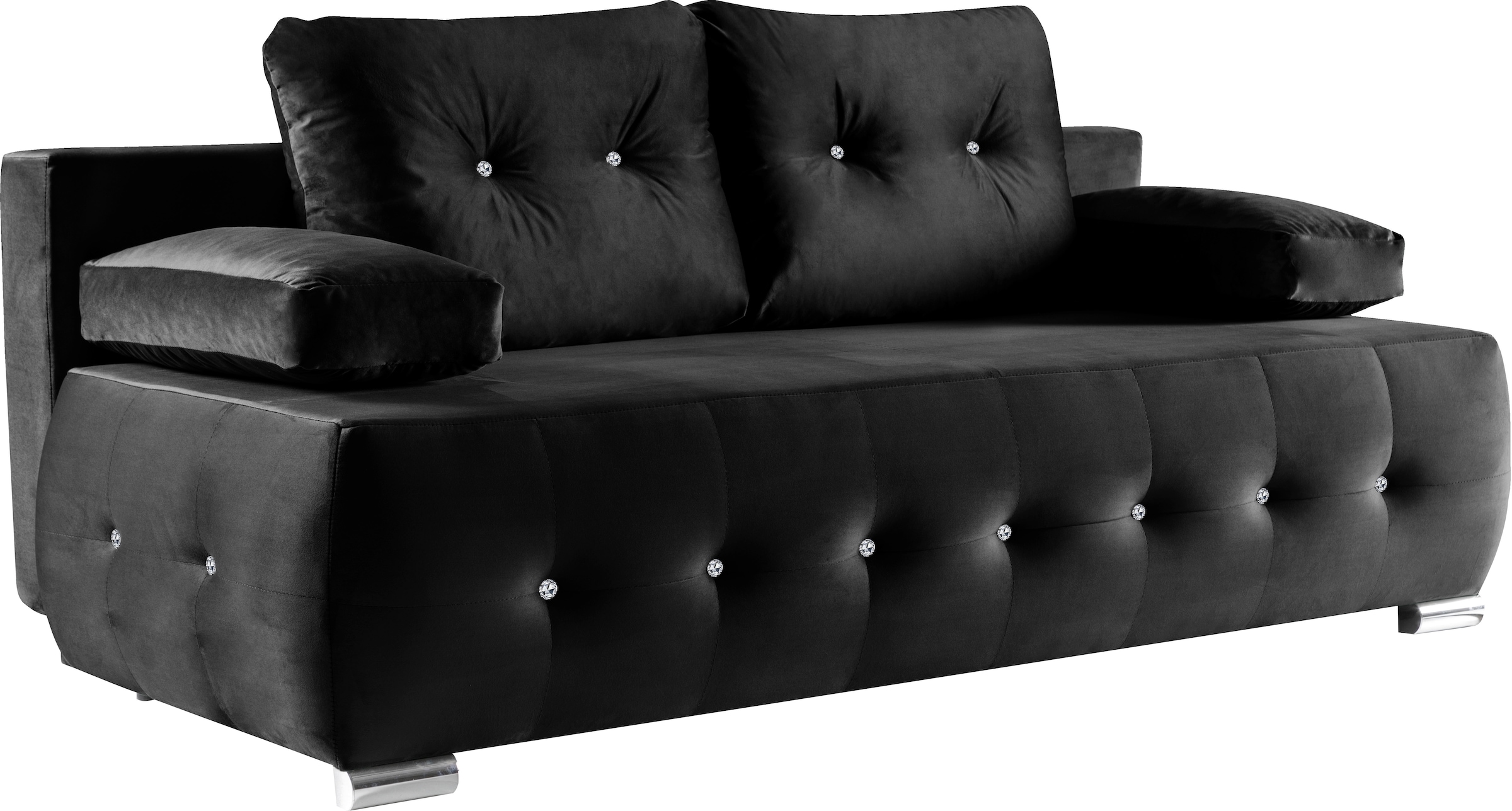 WERK2 Schlafsofa »Monaco«, 2-Sitzer Schlafcouch mit Bettkasten & funkelnden Ziersteinchen