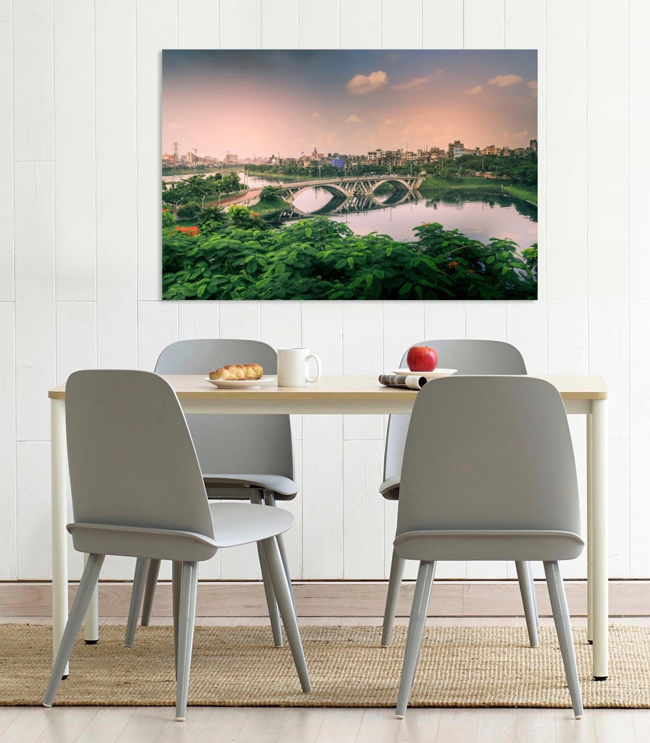 queence Acrylglasbild »Brücke«, Brücken-Pflanzen-Himmel, Fine Art-Print in günstig online kaufen