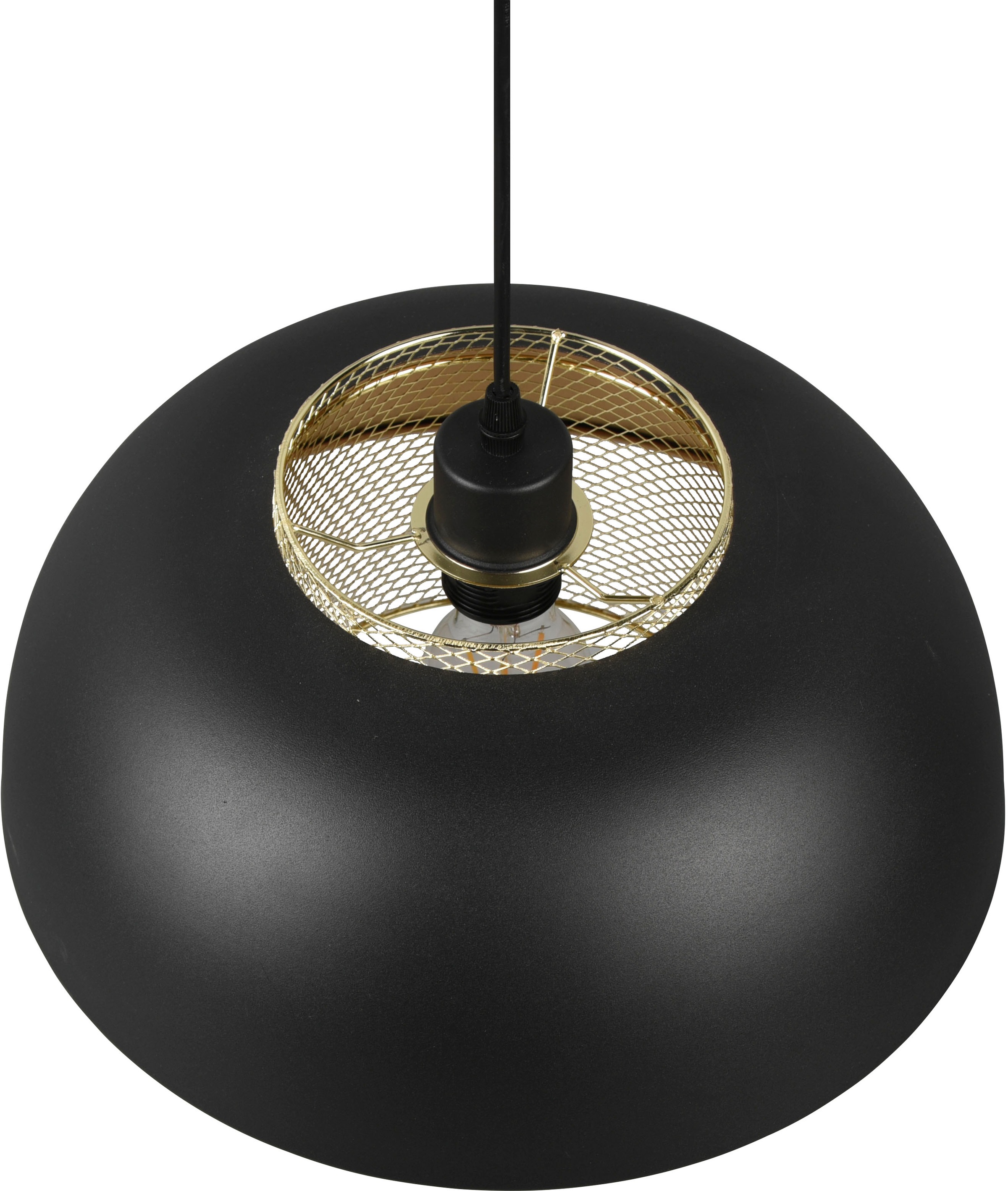 REALITY Leuchten Pendelleuchte »Punch«, 1 flammig, Leuchtmittel E27 | ohne Leuchtmittel, Industrie-Look mit Doppelschirm schwarz-gold, exkl 1xE27 max 40W