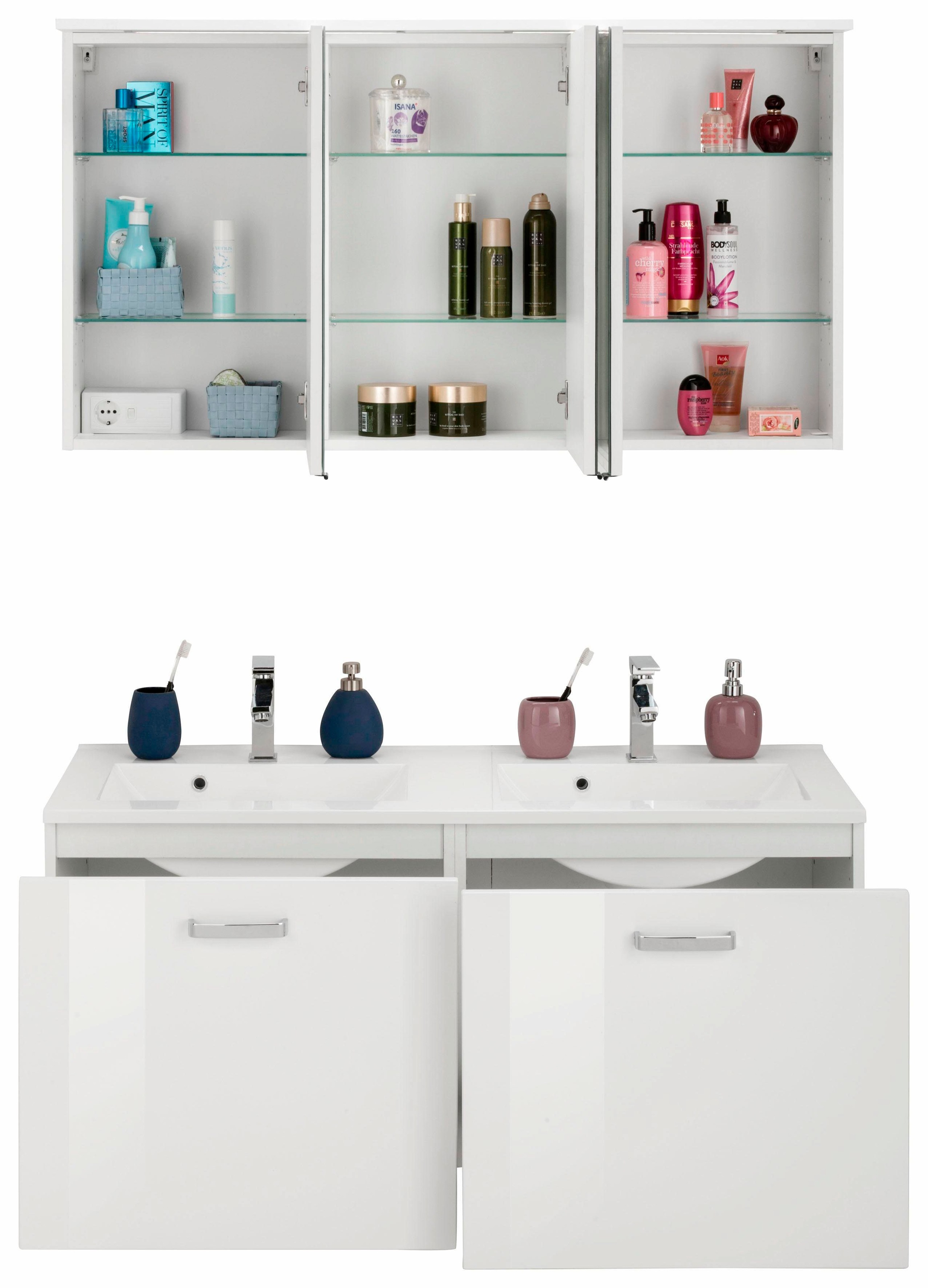 welltime Badmöbel-Set »Ravenna«, (2 St.), Doppelwaschplatz, Breite 120 cm günstig online kaufen