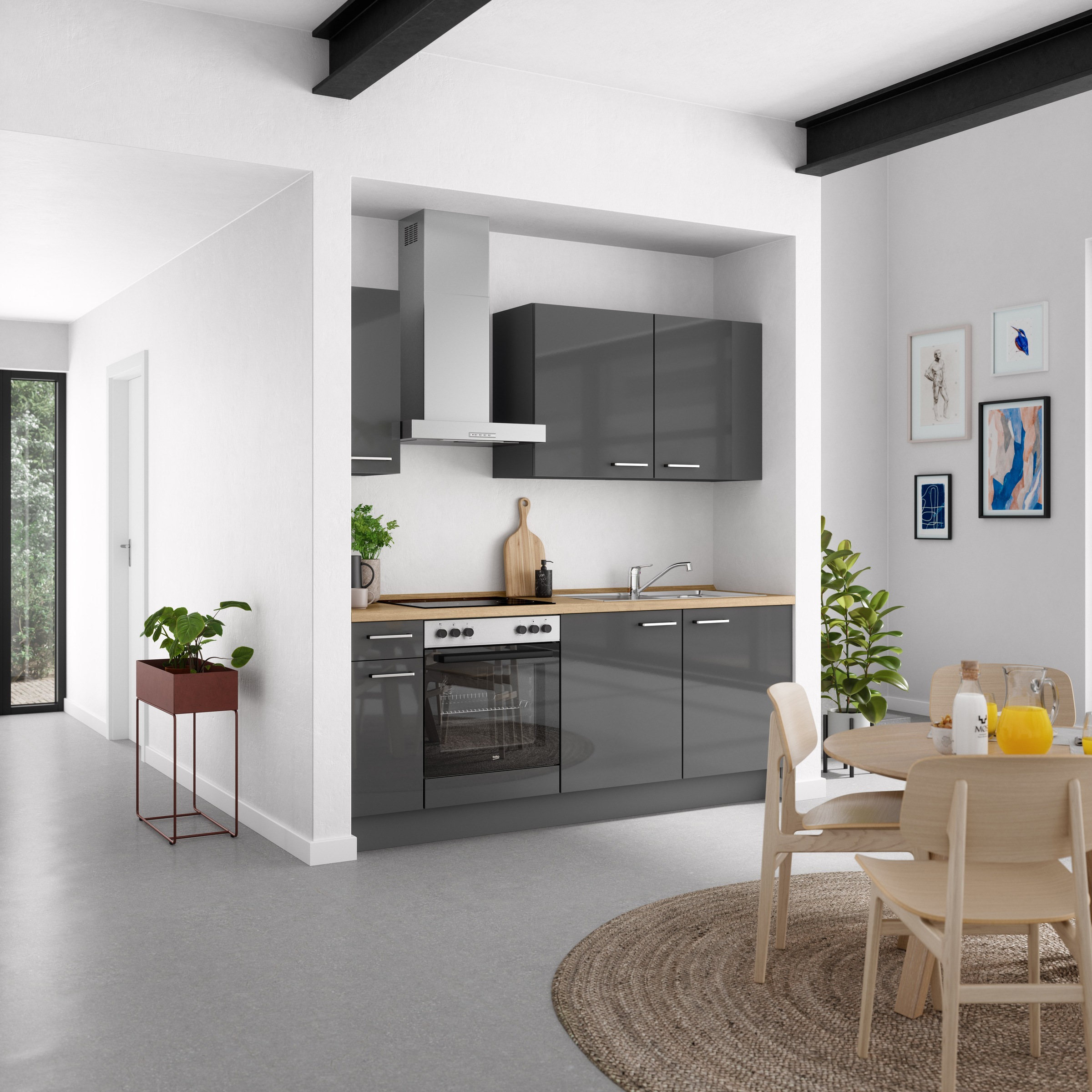 nobilia® Küchenzeile »"Flash I"«, vormontiert, Ausrichtung wählbar, Breite 210 cm, wahlw. mit E-Geräten