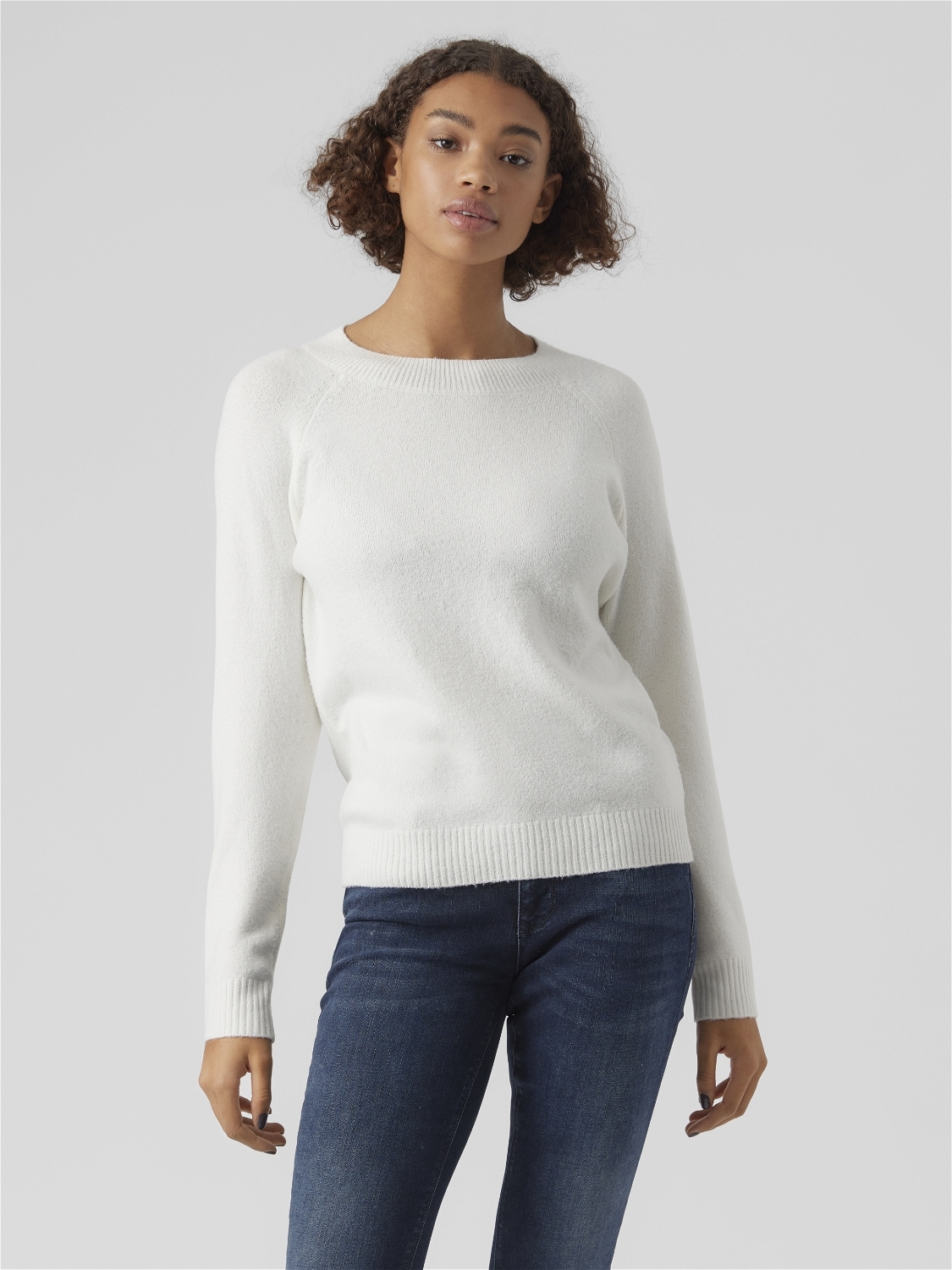 Vero Moda Rundhalspullover »VMDOFFY LS O-NECK BLOUSE GA NOOS« Materialmix, regular fit