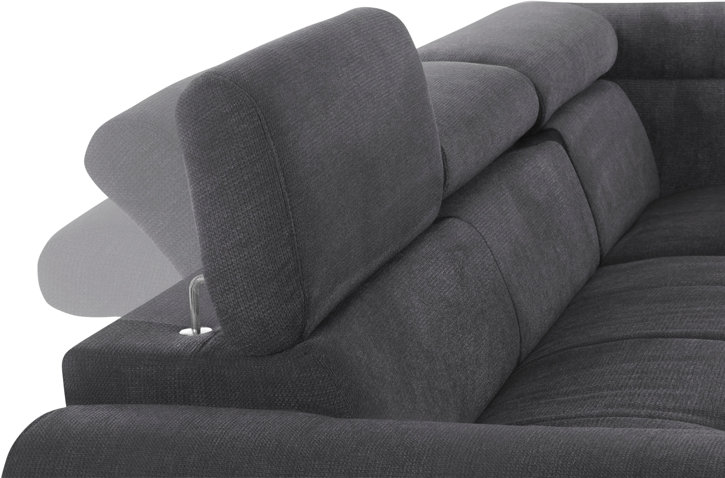 COTTA Ecksofa »Mia L-Form mit 3 Zierkissen«, wahlweise mit Bettfunktion, Bettkasten, Beleuchtung & Wireless-Charger