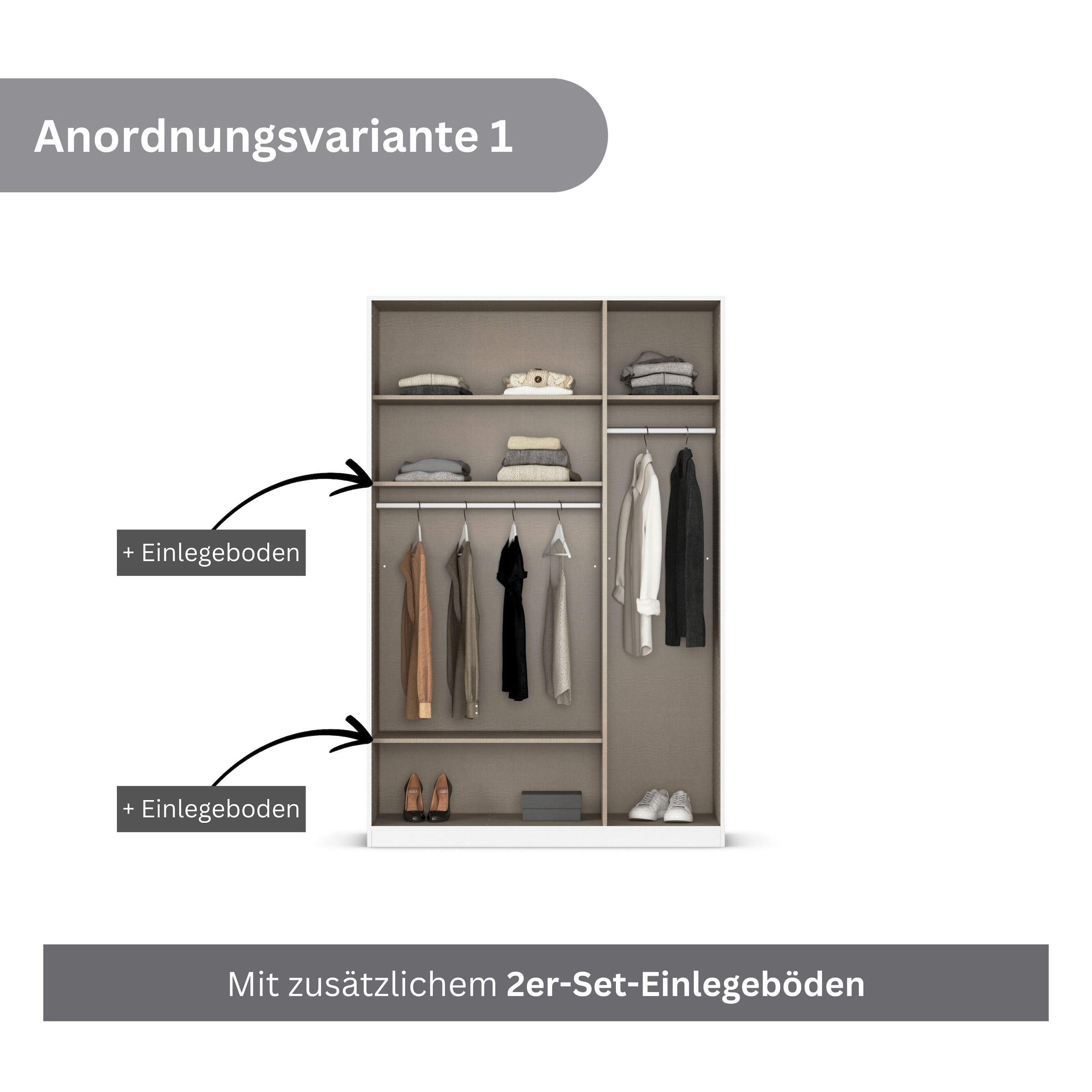 rauch Drehtürenschrank »Kleiderschrank Kleiderschränke Schrank Garderobe AGORDO mit Glasfront«, (in zwei Griff-Farben), durchdachte Innenausstattung, in 6 Breiten und 2 Höhen MADE IN GERMANY