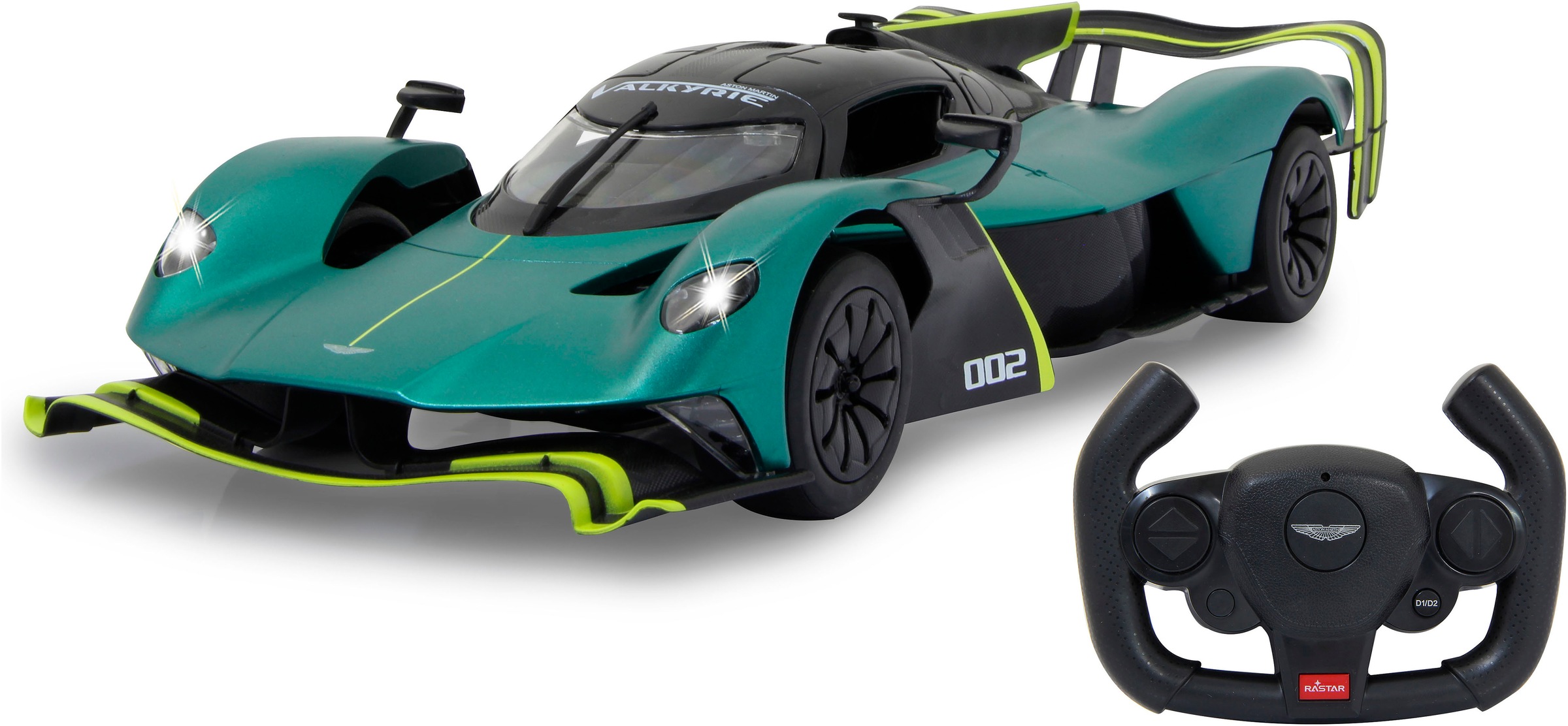 Jamara RC-Auto »Aston Martin Valkyrie AMR Pro, dunkelgrün, 2,4GHz, Tür manuell«, mit LED Beleuchtung