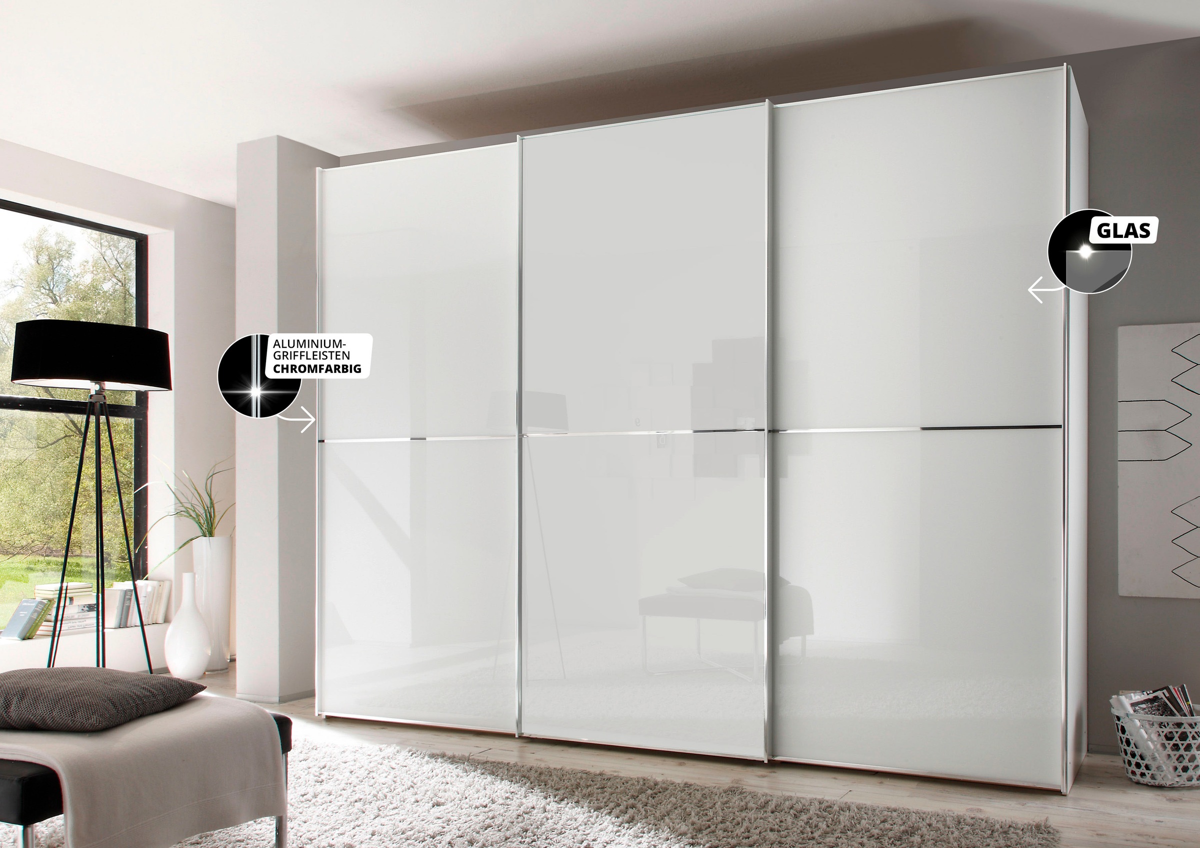 STAUD Schwebetürenschrank »Sinfonie Plus, edles Design in hochwertiger Qualität, Made in Germany« Mit Glasfront und vier verschiedenen Ausstattungsvarianten