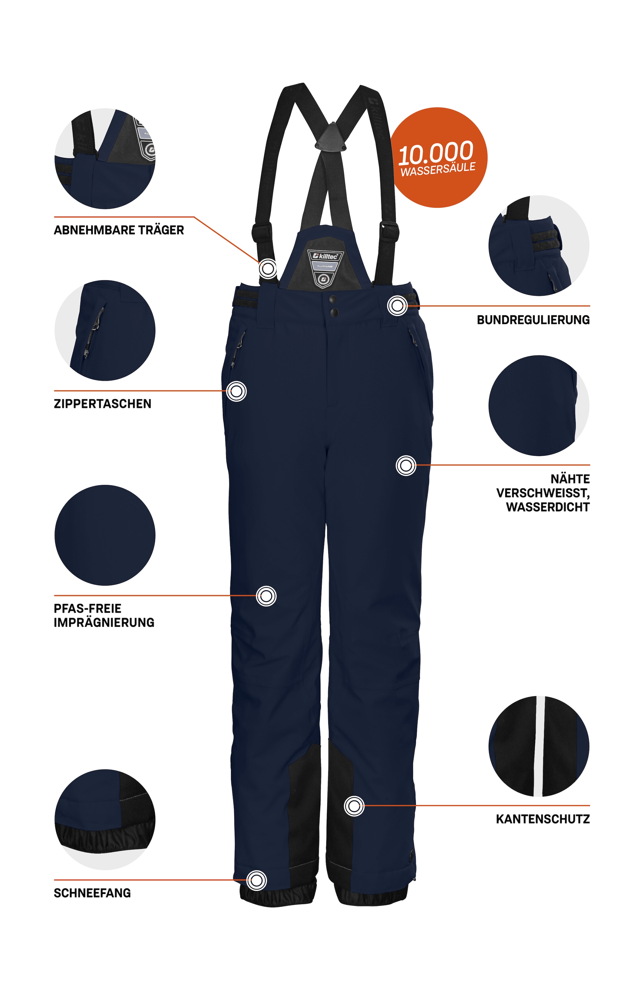 Killtec Skihose »KSW 77 GRLS SKI PNTS«  wasserdicht, atmungsaktiv, abnehmbarer Latz, verst. Seitenriegel