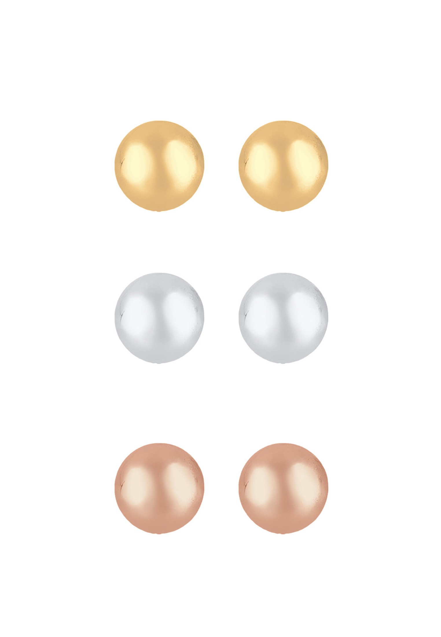 Elli Ohrring-Set »3er Set Kreis Tricolor Geo Trend Silber vergoldet«