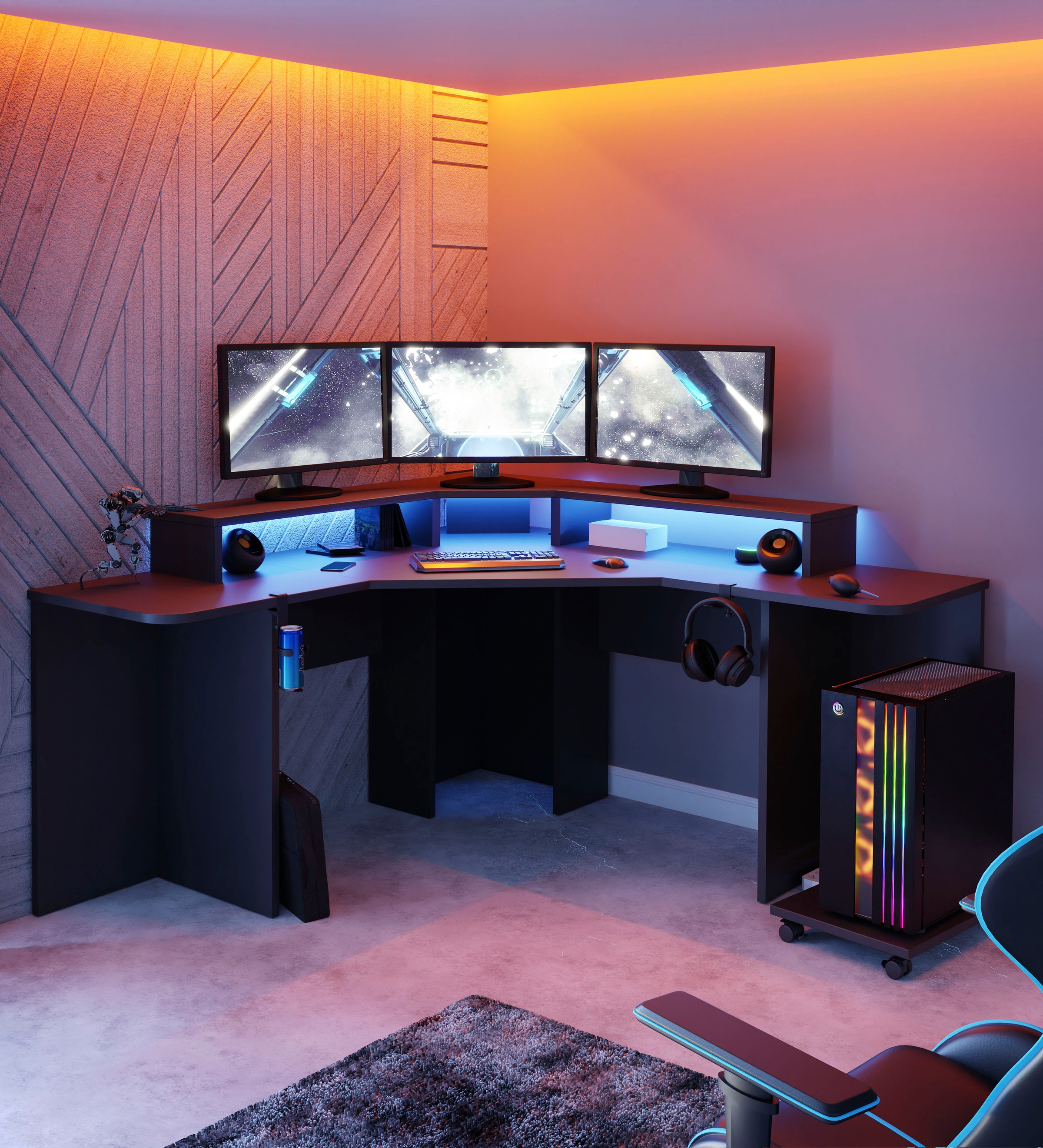 FORTE Gamingtisch »Tezaur«, mit RGB-Beleuchtung, Breite 160 cm auf Raten  bestellen
