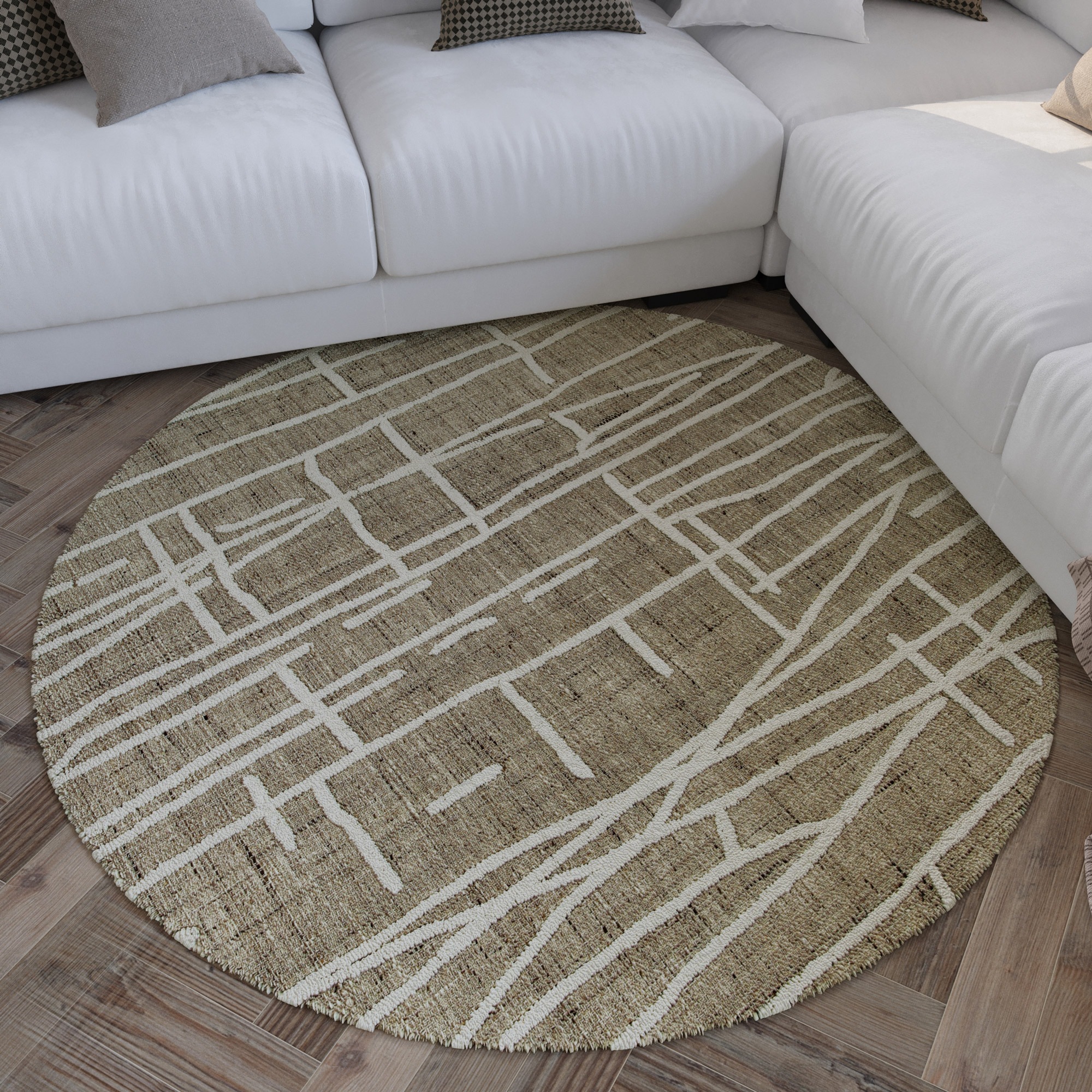 Teppich WECON HOME "Hamptons TWENTYFIVE", grau (taupe), H:10mm Ø:200cm