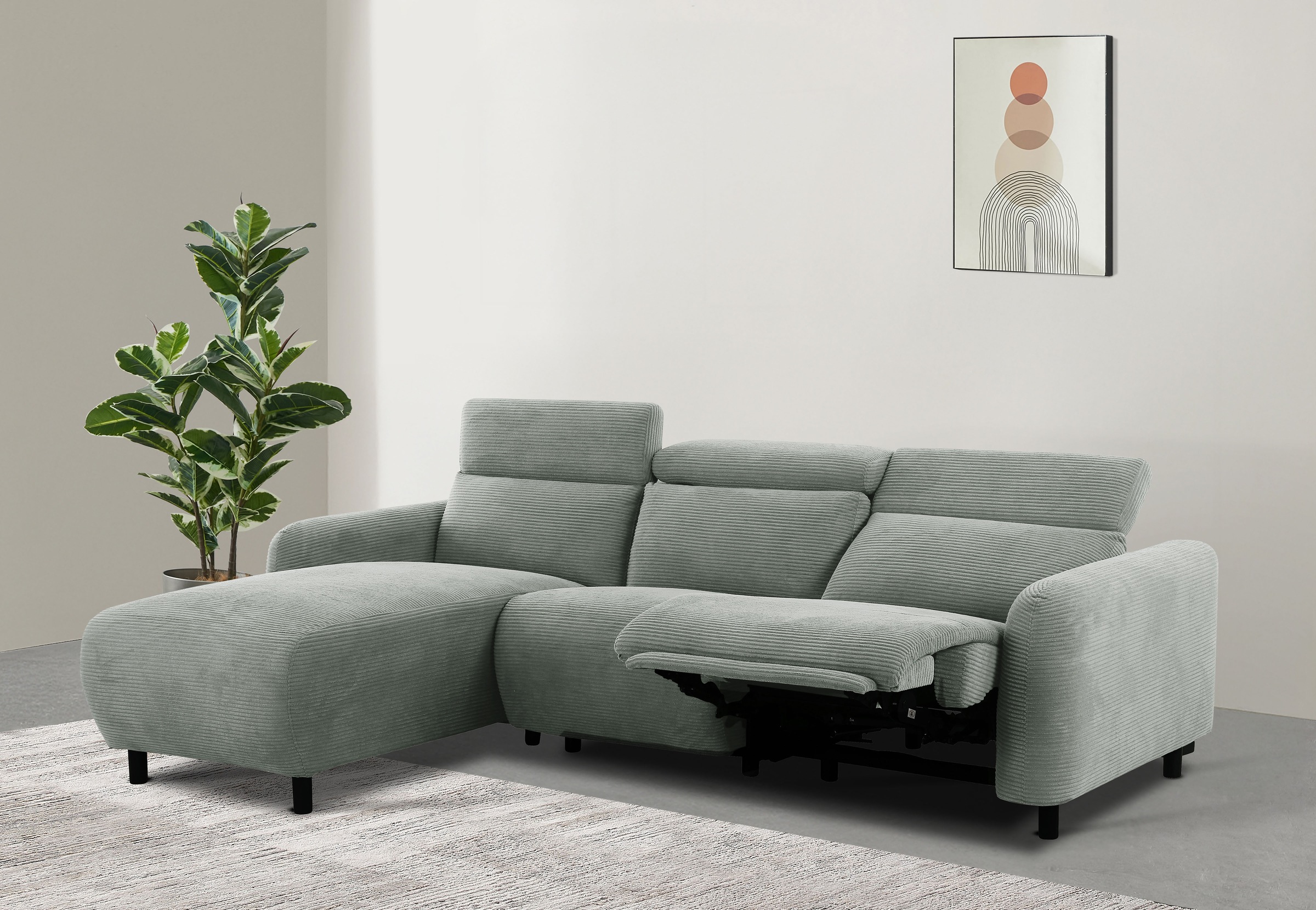 Home affaire Ecksofa »SKAANE in Cord, L-Form, 274 cm, manuelle u. elektrisc günstig online kaufen