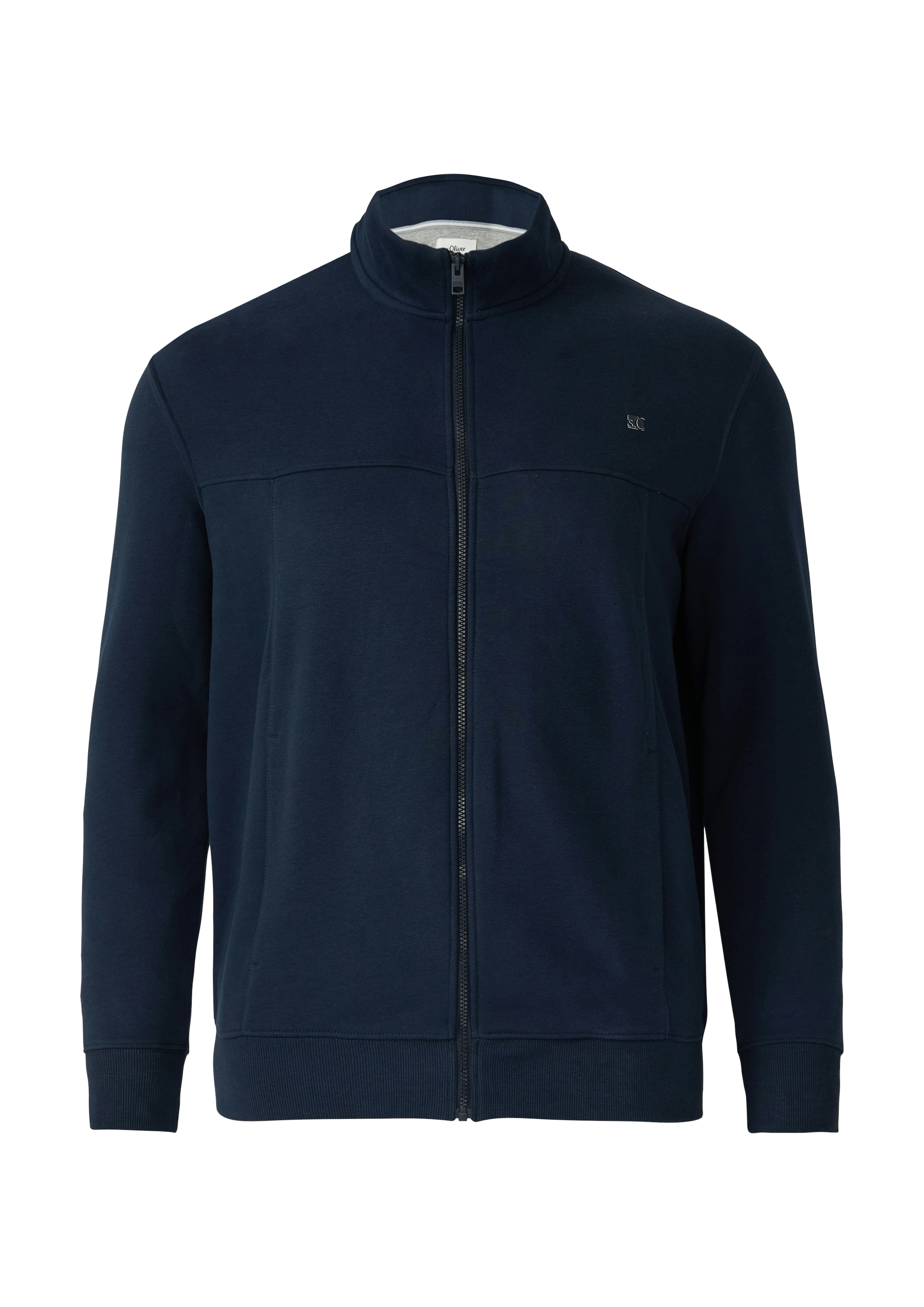 s.Oliver Men Big Sizes Sweatjacke mit Reißverschluss und Stehkragen